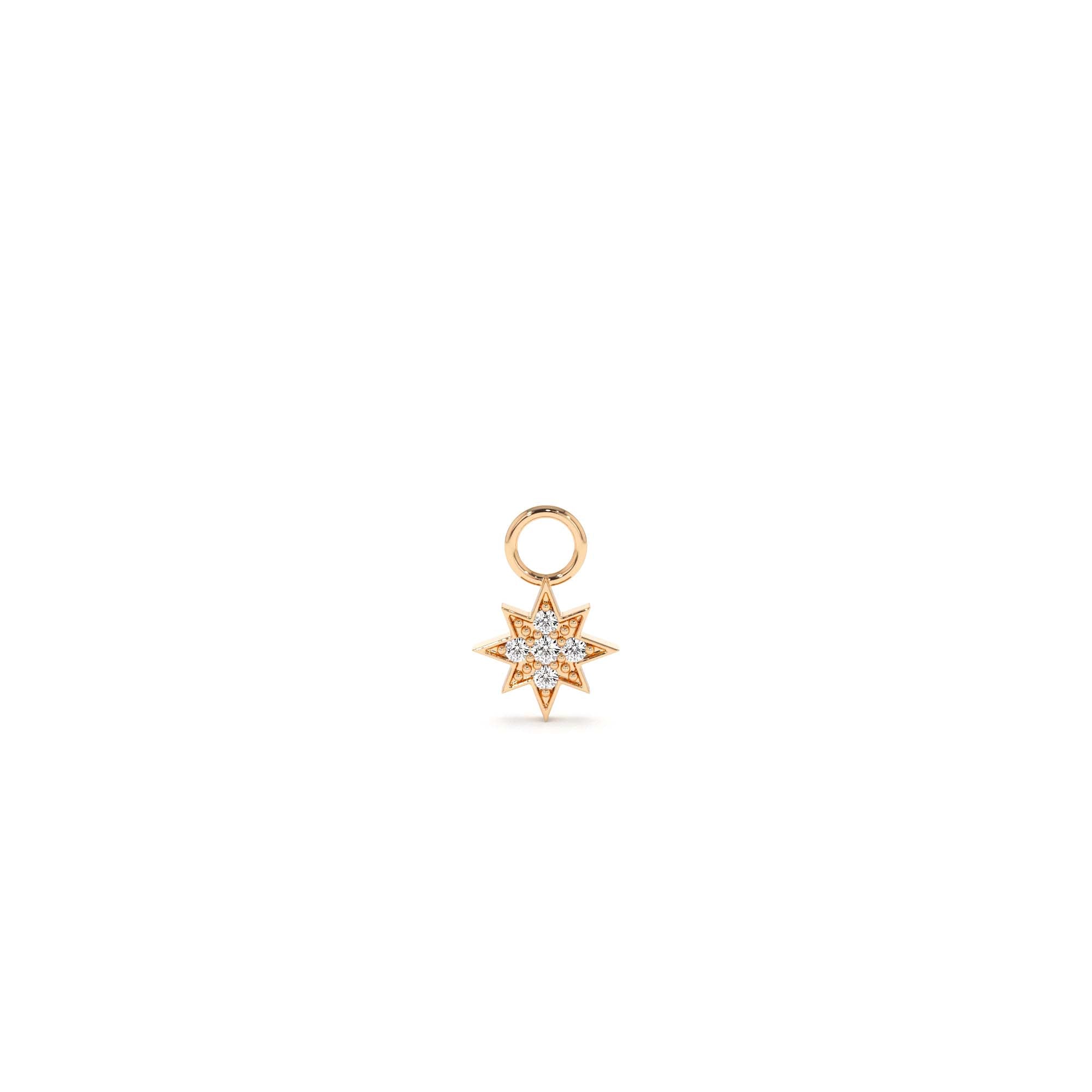 14k Diamond Star Hoop Charm - view 2