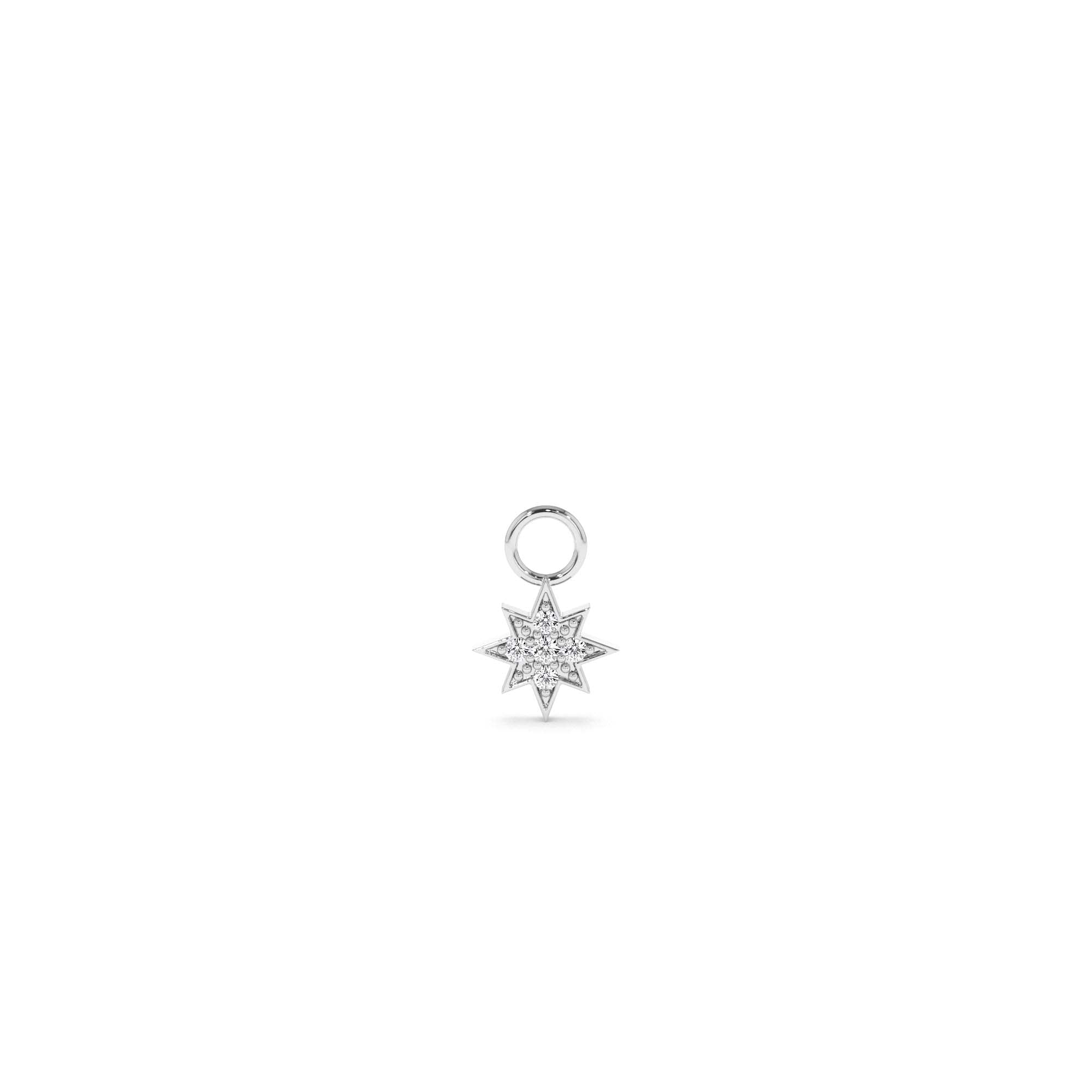 14k Diamond Star Hoop Charm - view 3