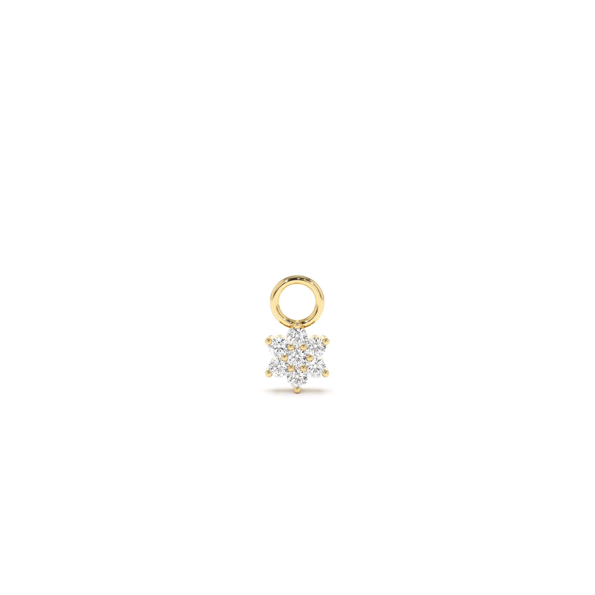 14k Diamond Flower Hoop Charm by Orlina Fine