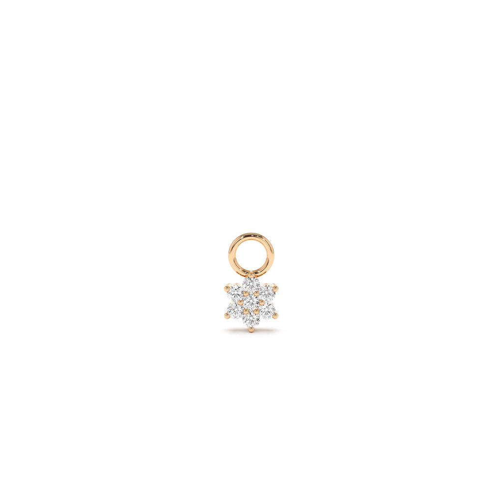 14k Diamond Flower Hoop Charm - view 2