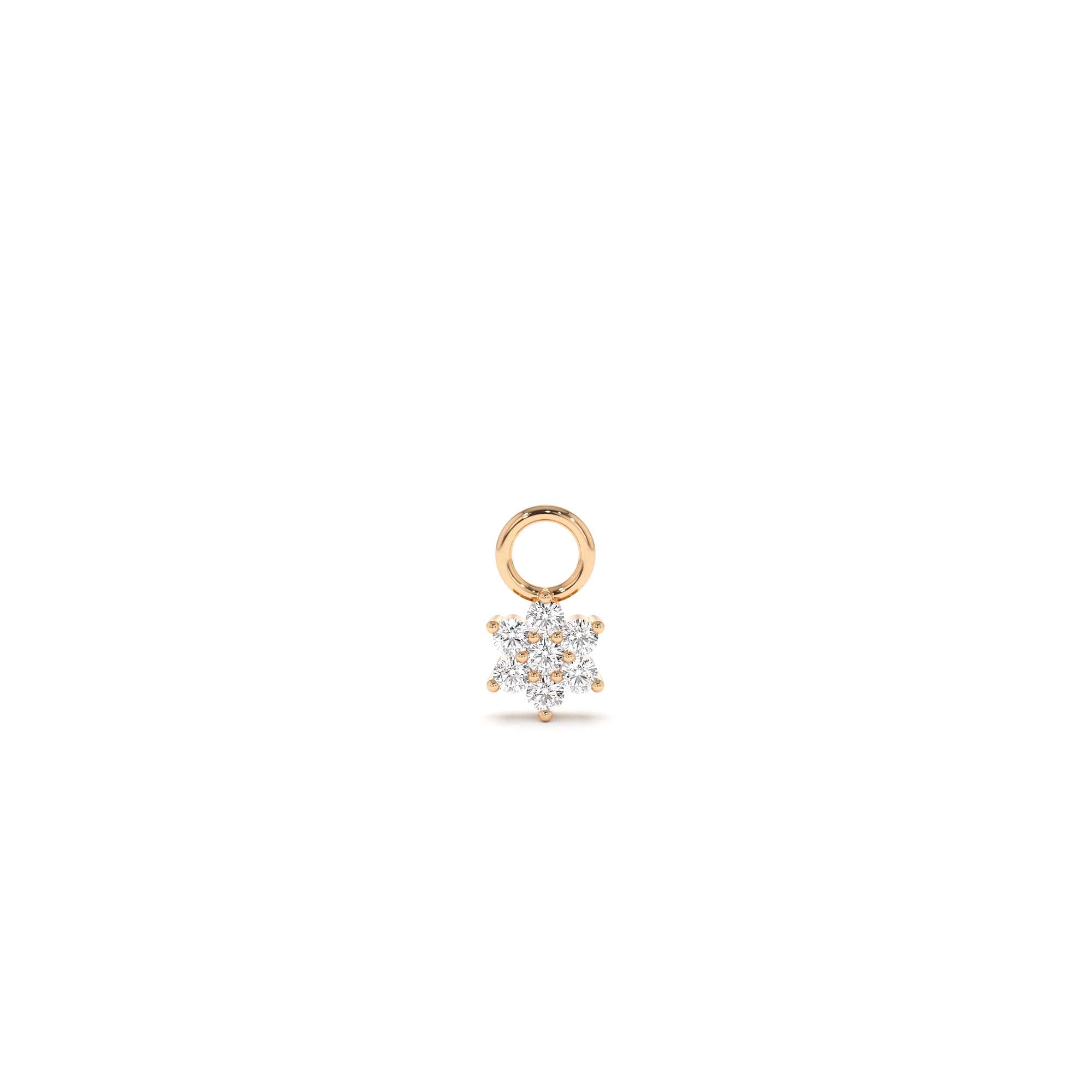 14k Diamond Flower Hoop Charm - view 2