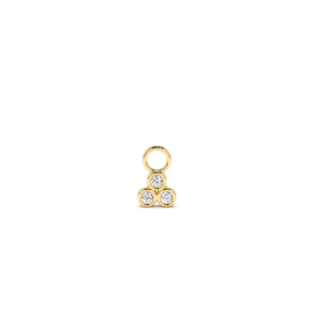 14k Tri Bezel Hoop Charm by Orlina Fine