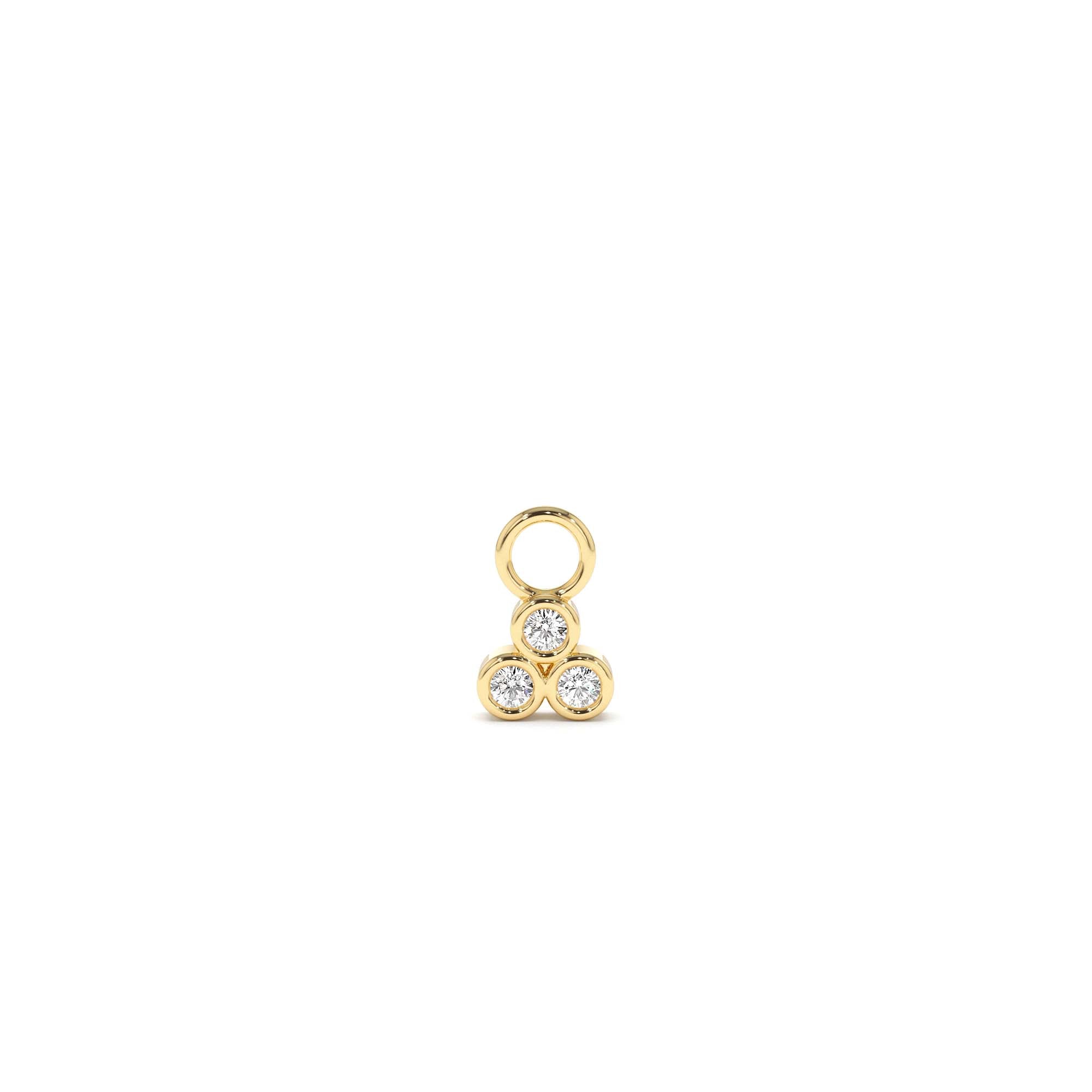 14k Tri Bezel Hoop Charm by Orlina Fine