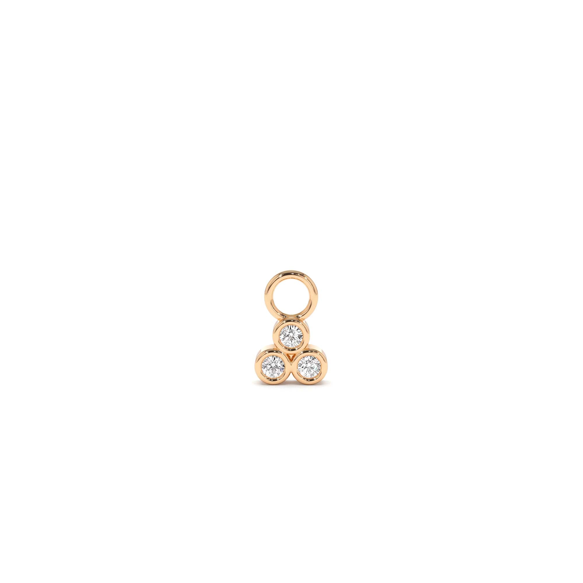 14k Tri Bezel Hoop Charm - view 2