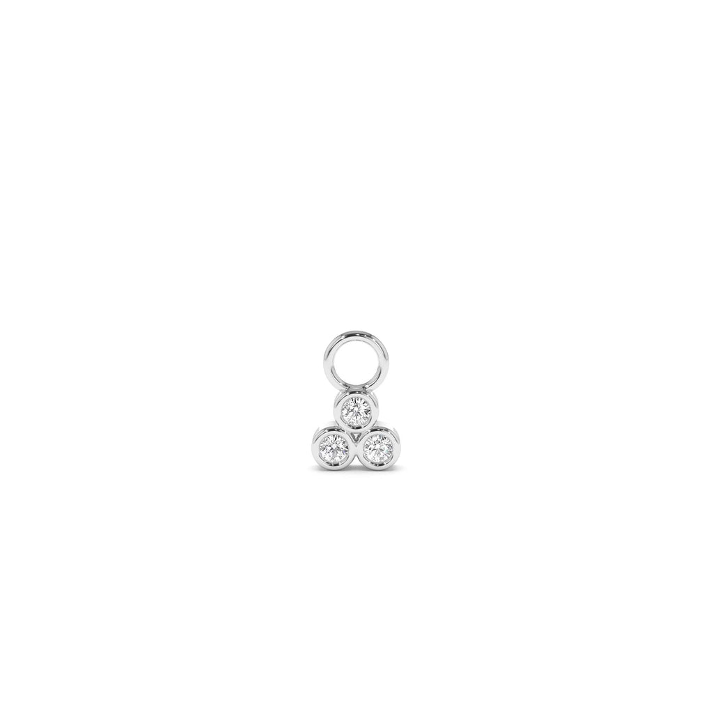 14k Tri Bezel Hoop Charm - view 3