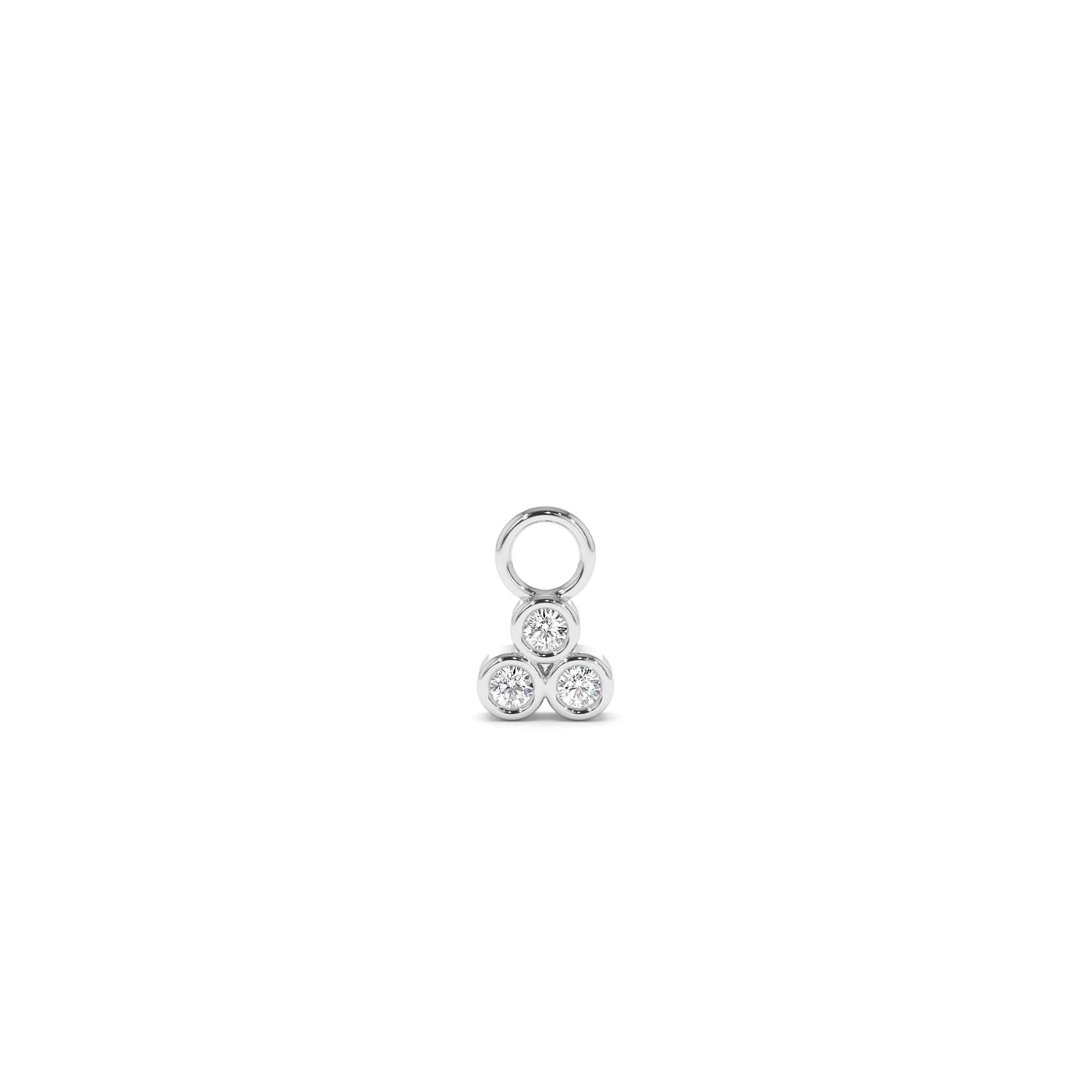14k Tri Bezel Hoop Charm - view 3