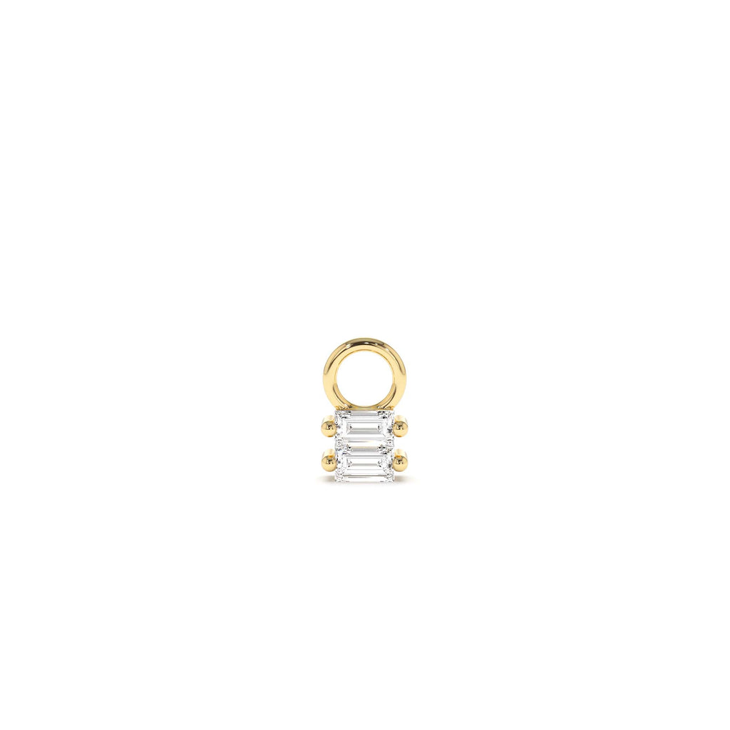 14k Double Baguette Hoop Charm by Orlina Fine