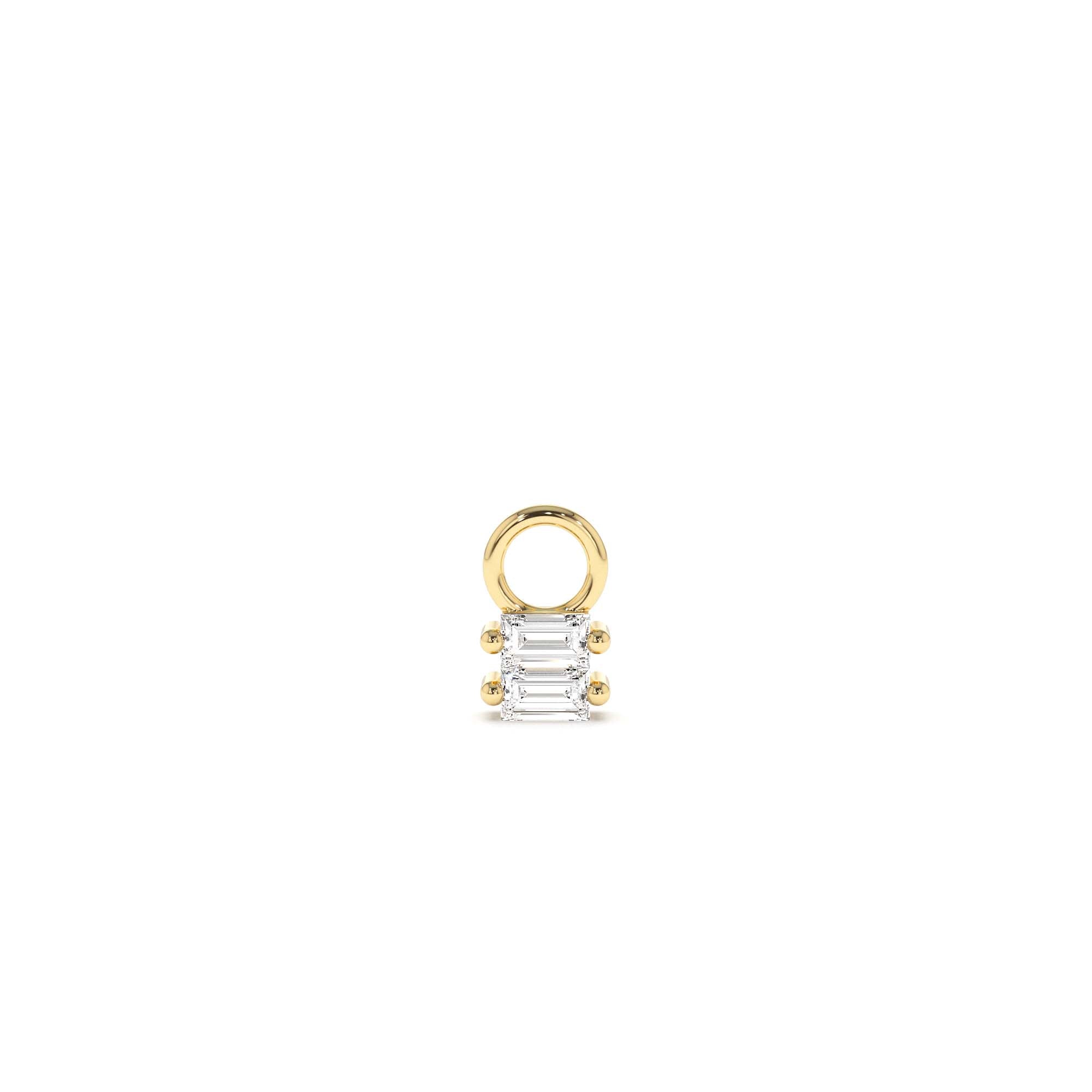 14k Double Baguette Hoop Charm by Orlina Fine