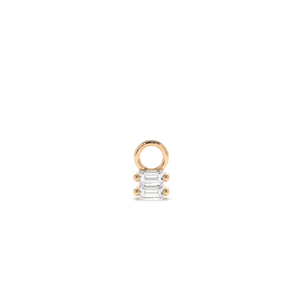 14k Double Baguette Hoop Charm - view 2