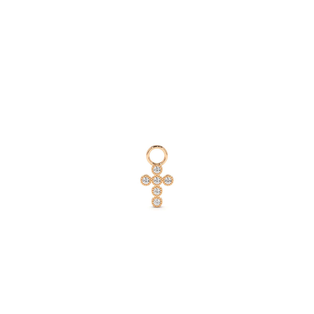 14k Diamond Cross Hoop Charm - view 2