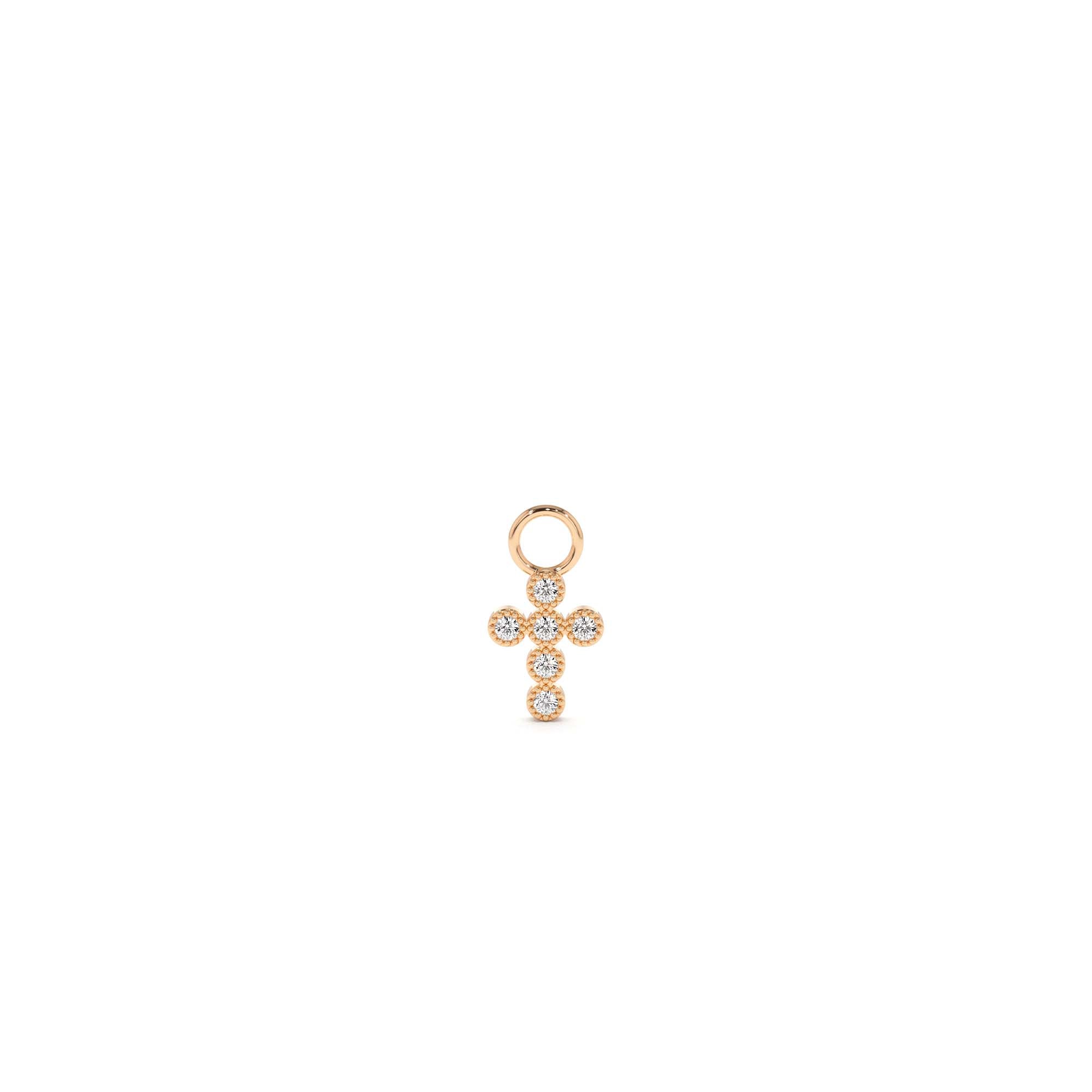 14k Diamond Cross Hoop Charm - view 2