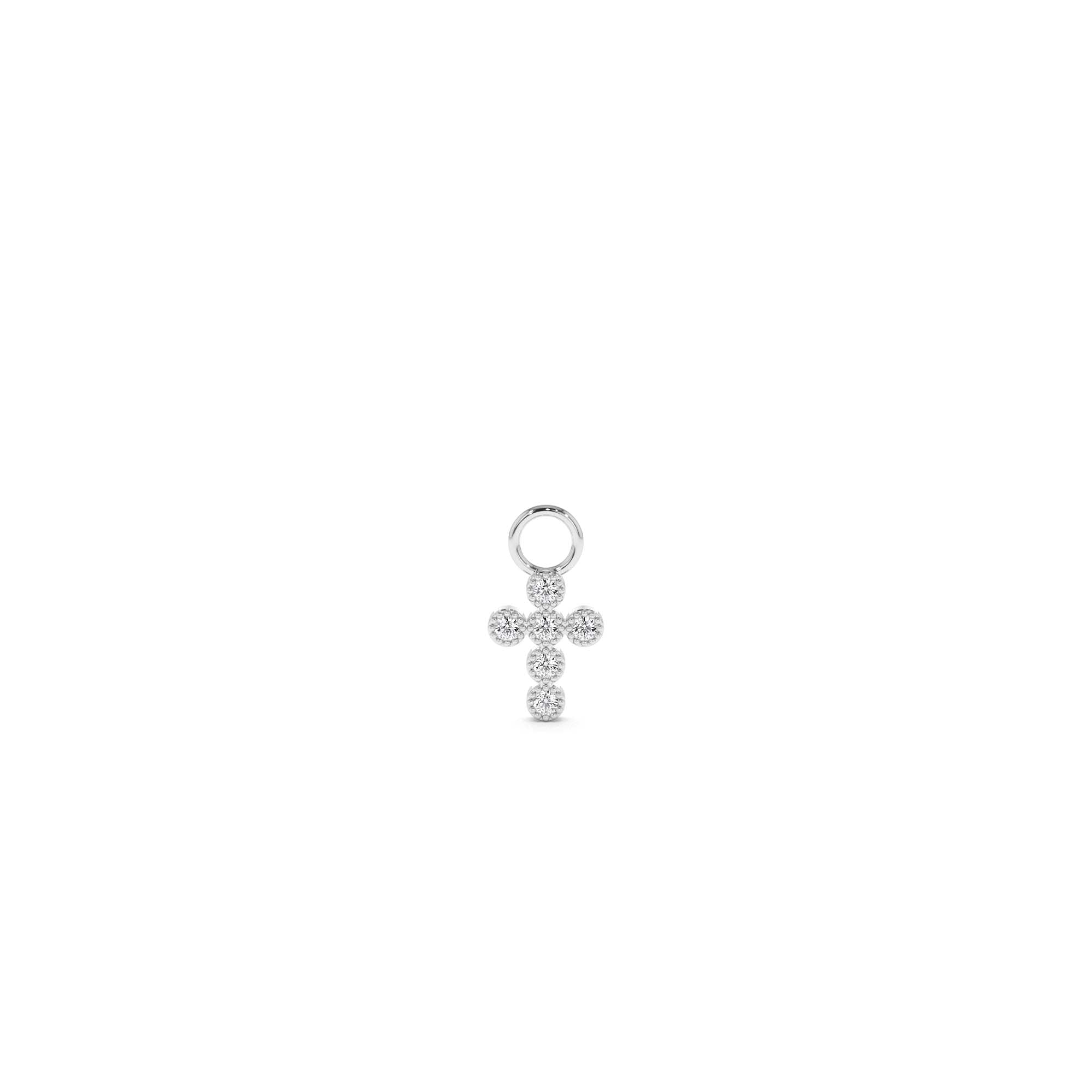 14k Diamond Cross Hoop Charm - view 3