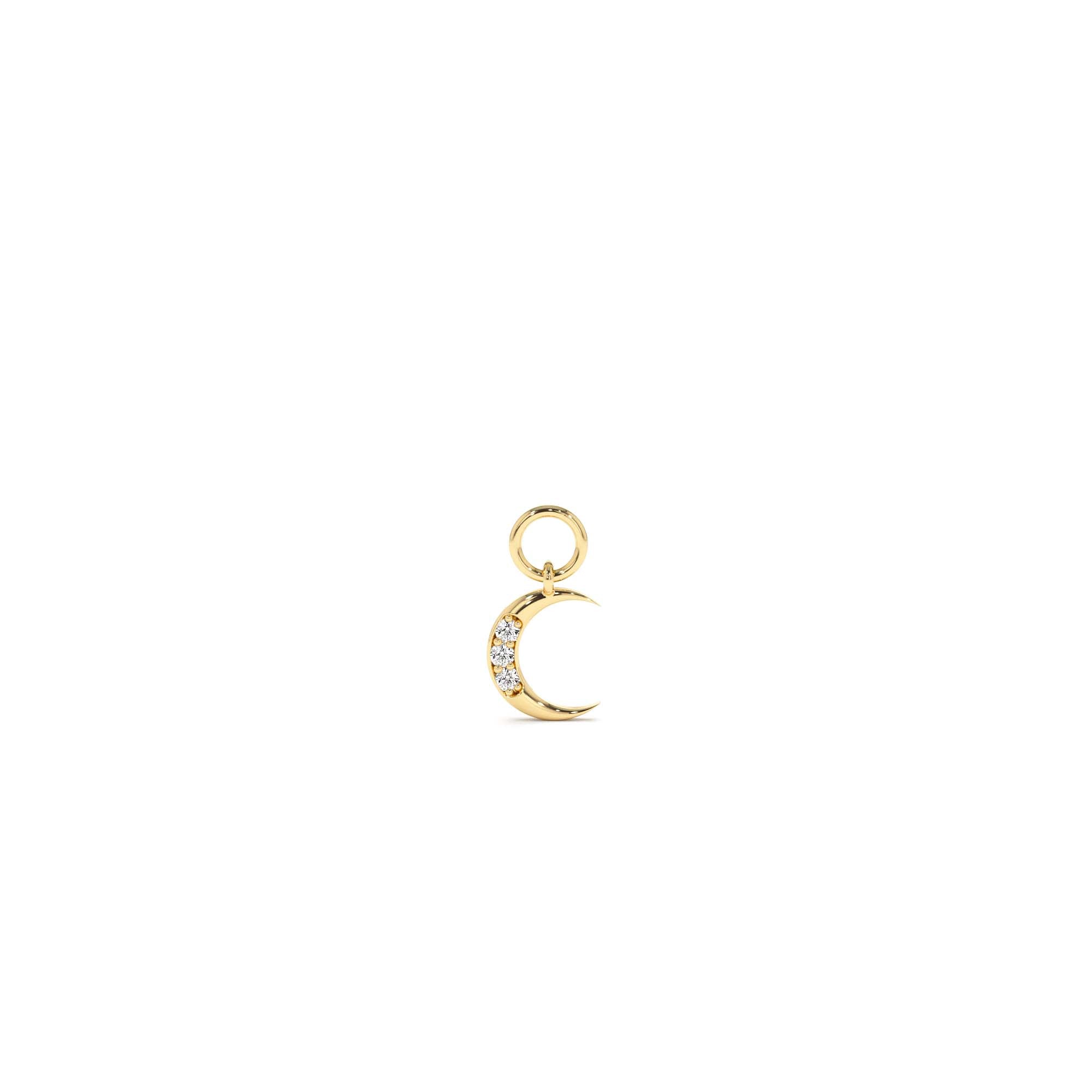 14k Diamond Crescent Hoop Charm by Orlina Fine