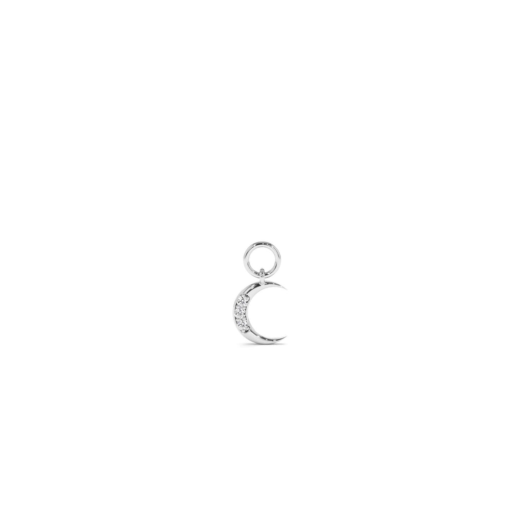 14k Diamond Crescent Hoop Charm - view 3