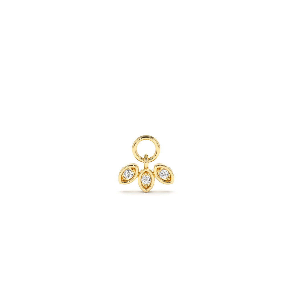 14k Leaf Shape Hoop Charm by Orlina Fine