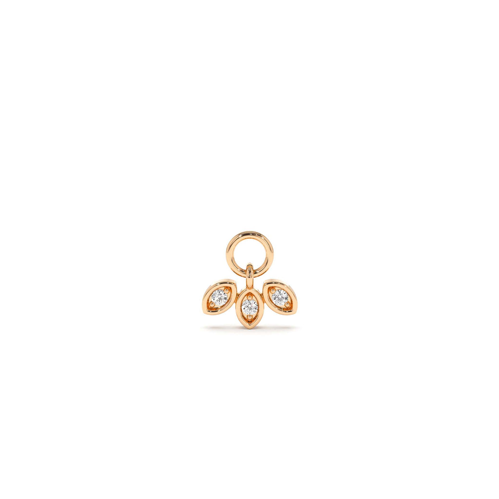 14k Leaf Shape Hoop Charm - view 2