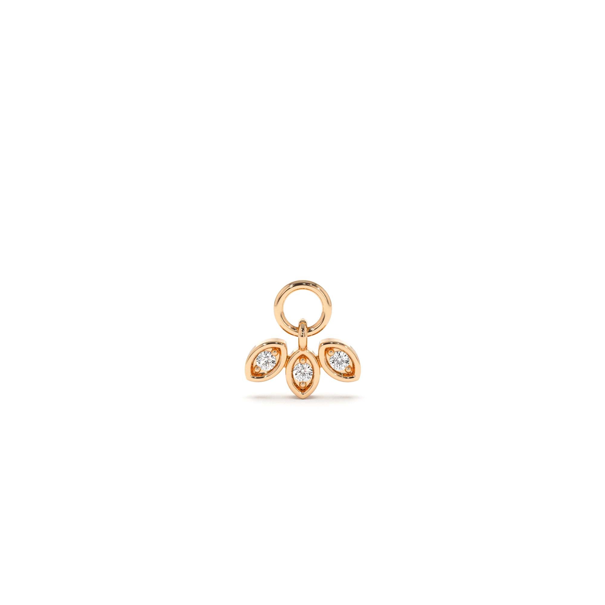 14k Leaf Shape Hoop Charm - view 2