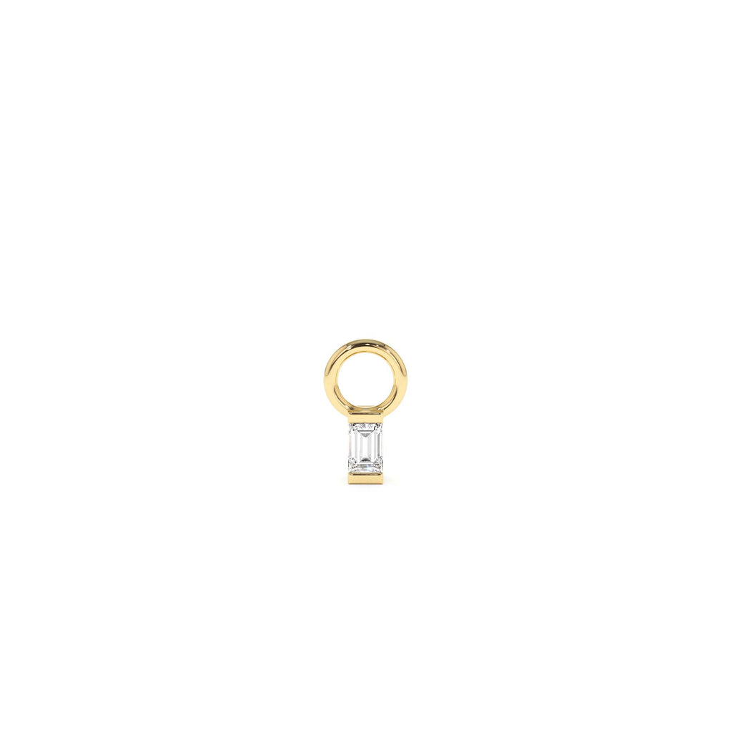 14k Single Baguette Hoop Charm by Orlina Fine