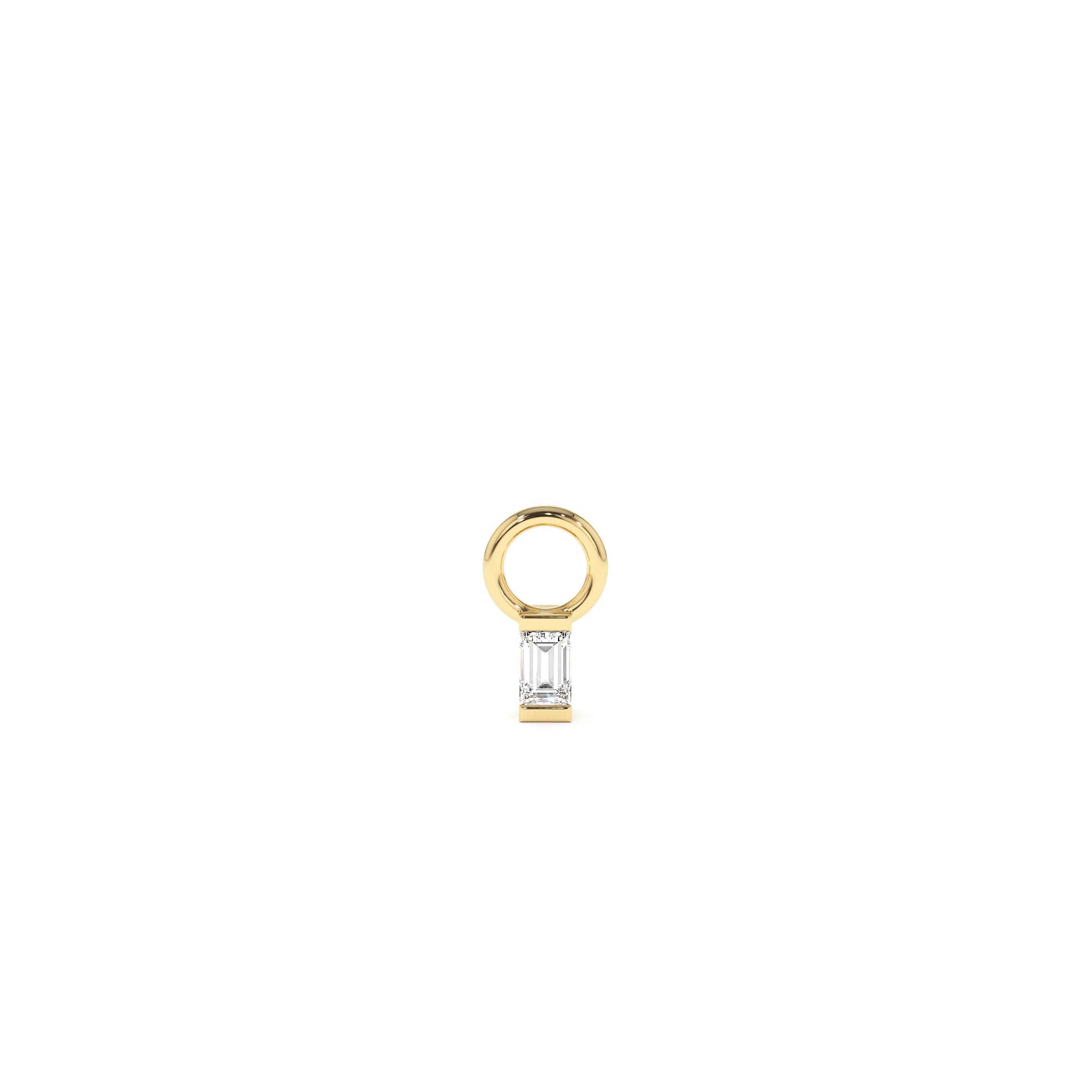 14k Single Baguette Hoop Charm by Orlina Fine