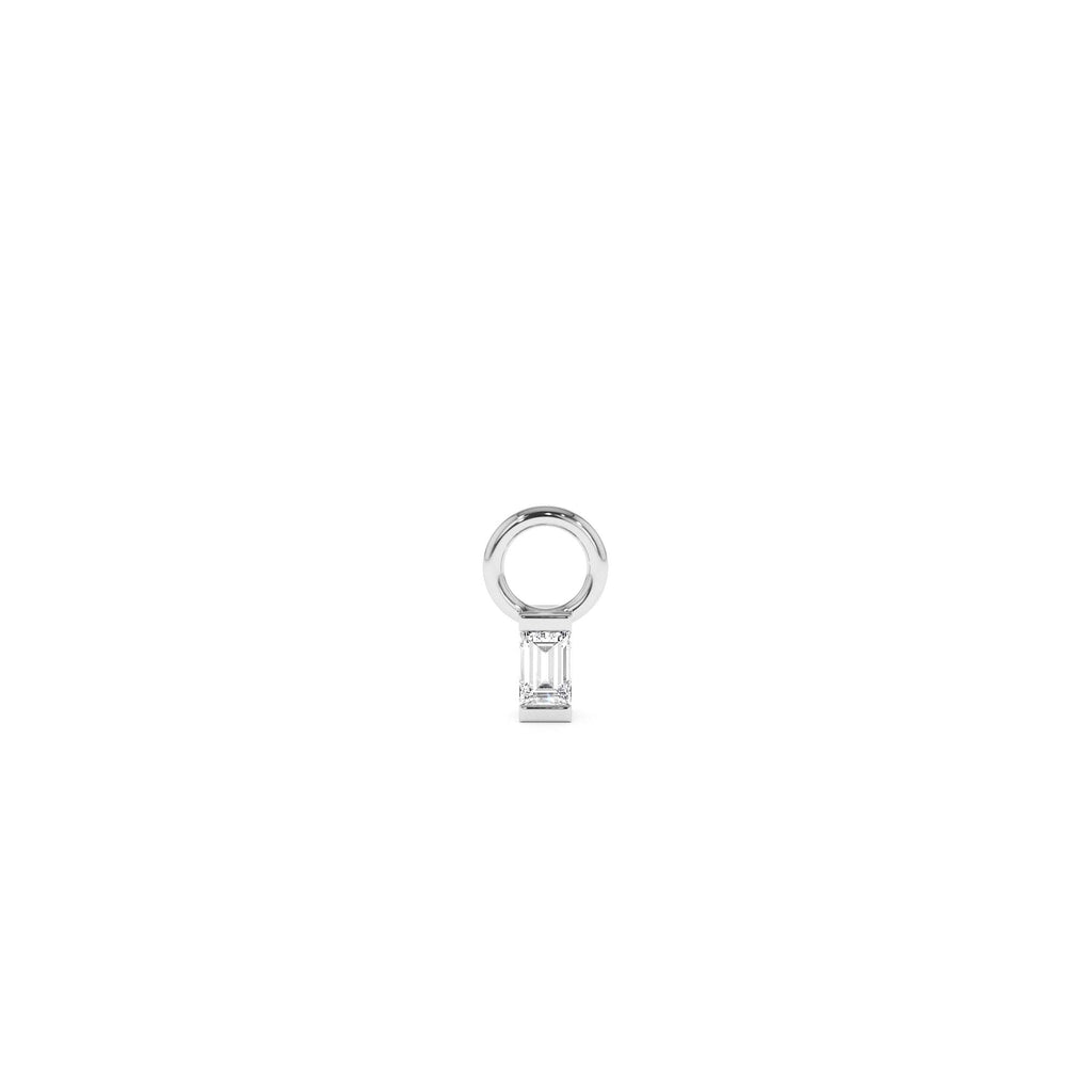 14k Single Baguette Hoop Charm - view 2