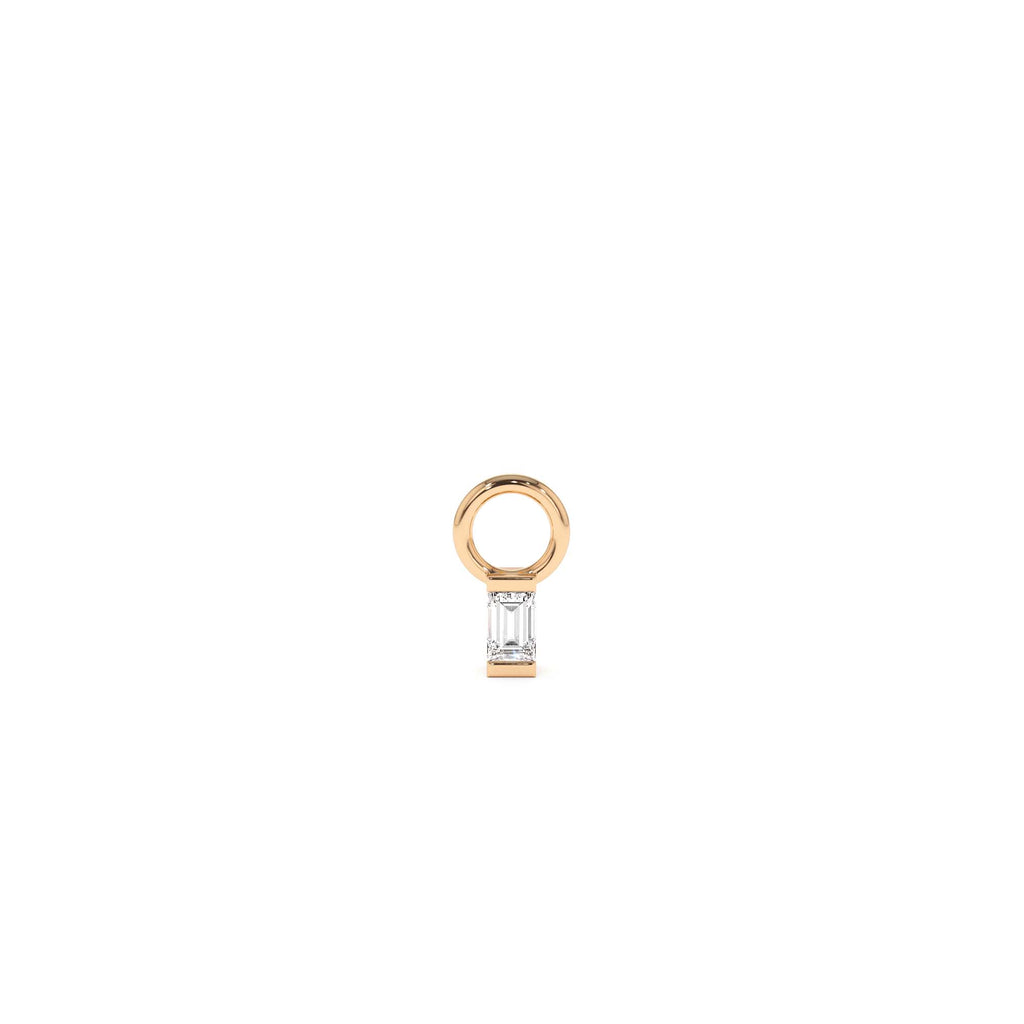 14k Single Baguette Hoop Charm - view 3