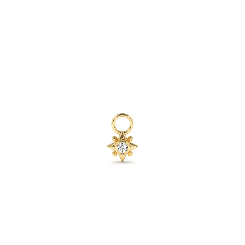 14k Diamond Starburst Hoop Charm by Orlina Fine