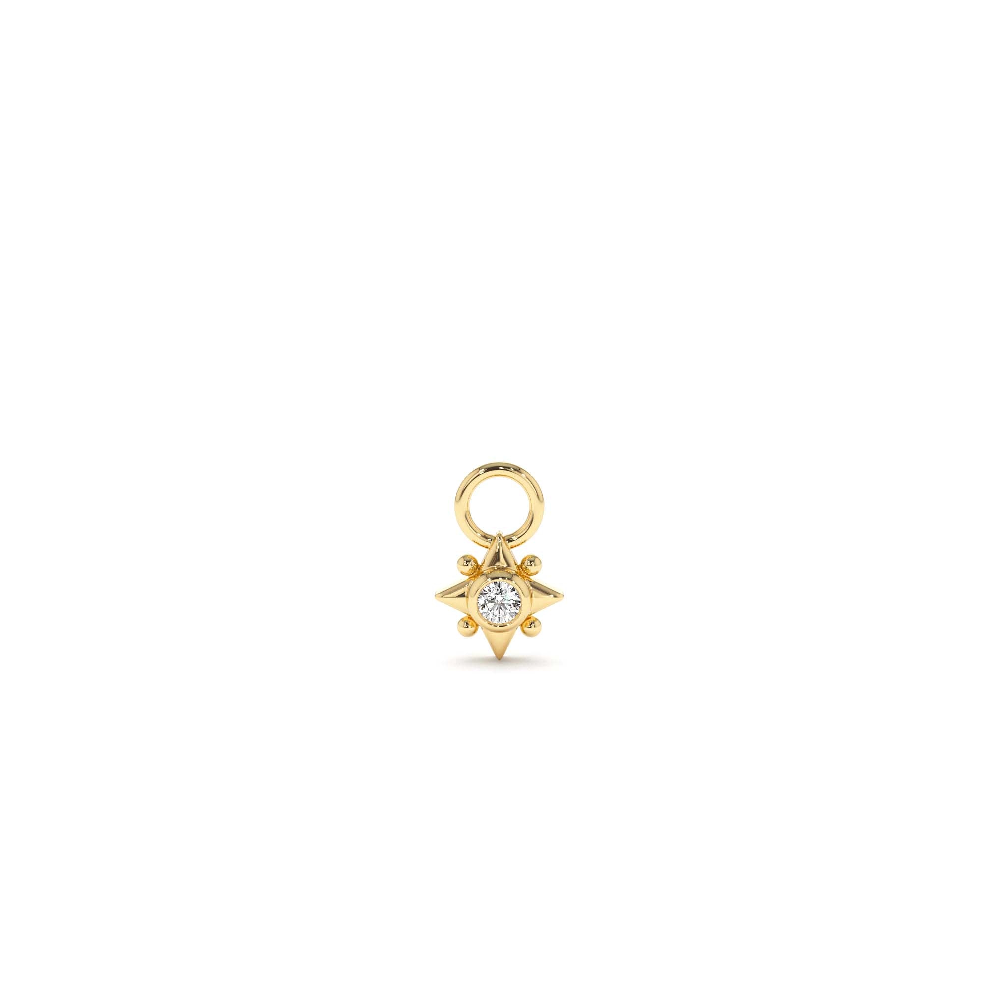14k Diamond Starburst Hoop Charm by Orlina Fine