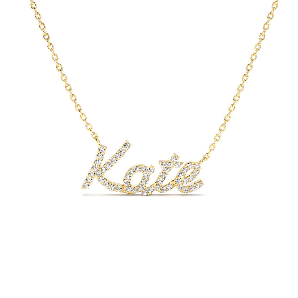 14k Personalized Diamond Name Necklace by Orlina Fine
