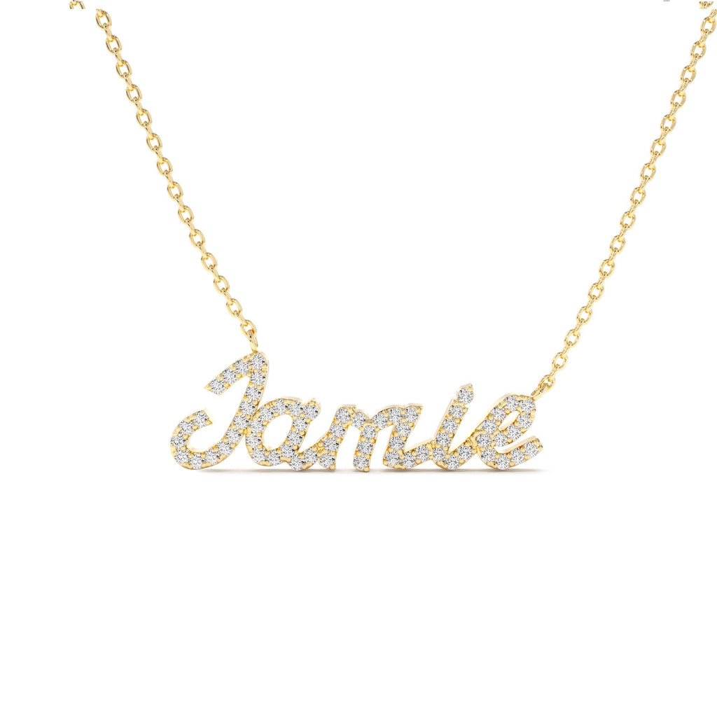 14k Personalized Diamond Name Necklace - view 2