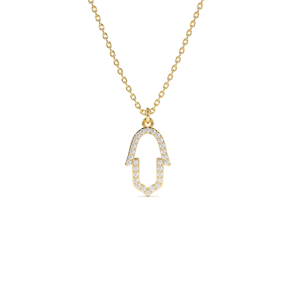 14k Diamond Hamsa Necklace by Orlina Fine
