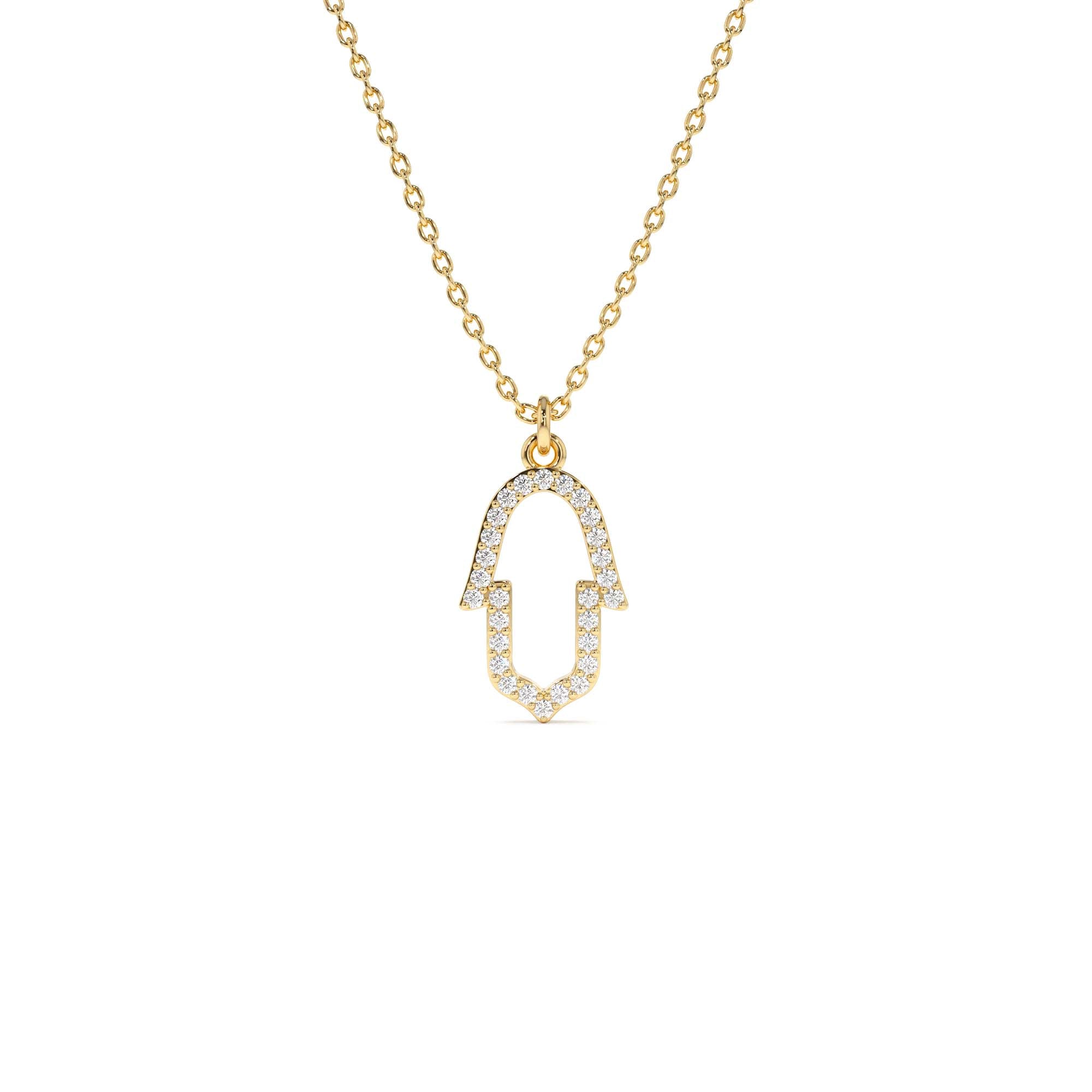 14k Diamond Hamsa Necklace by Orlina Fine