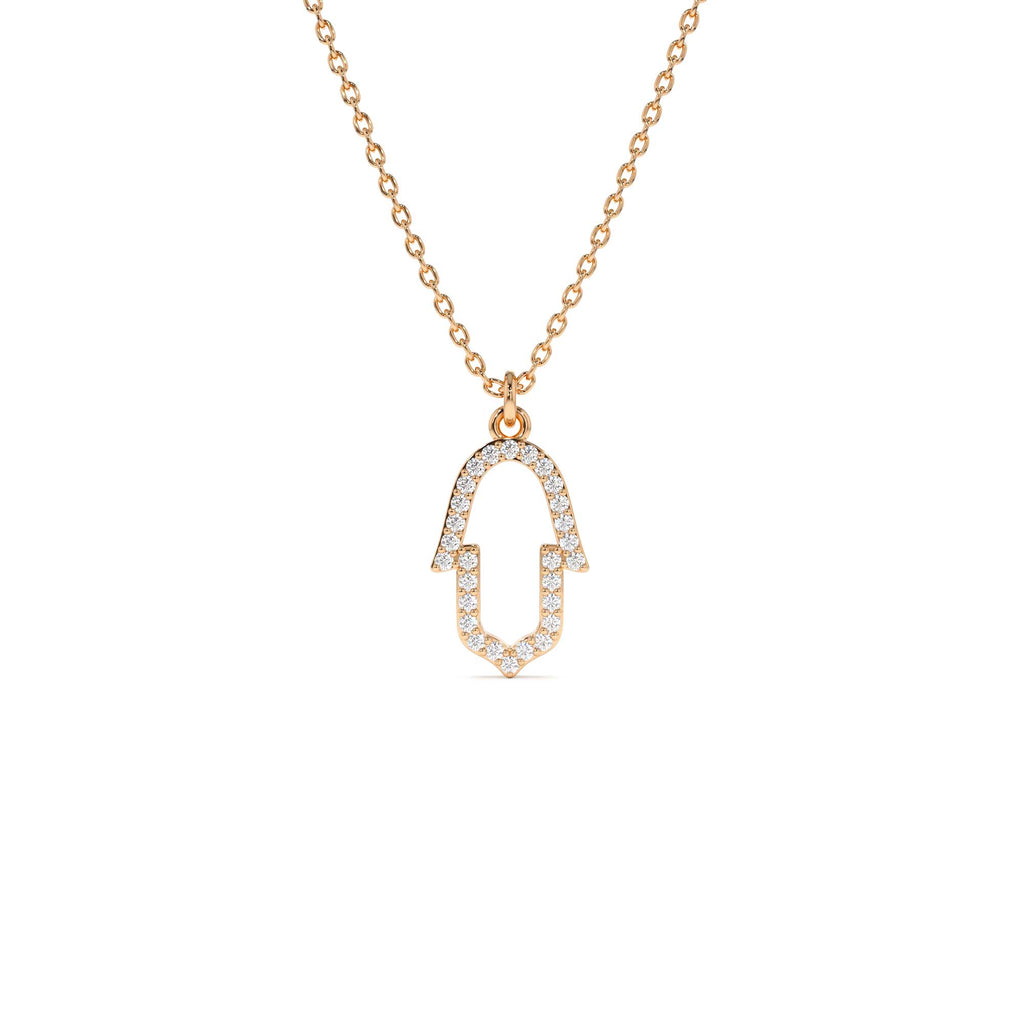 14k Diamond Hamsa Necklace - view 2