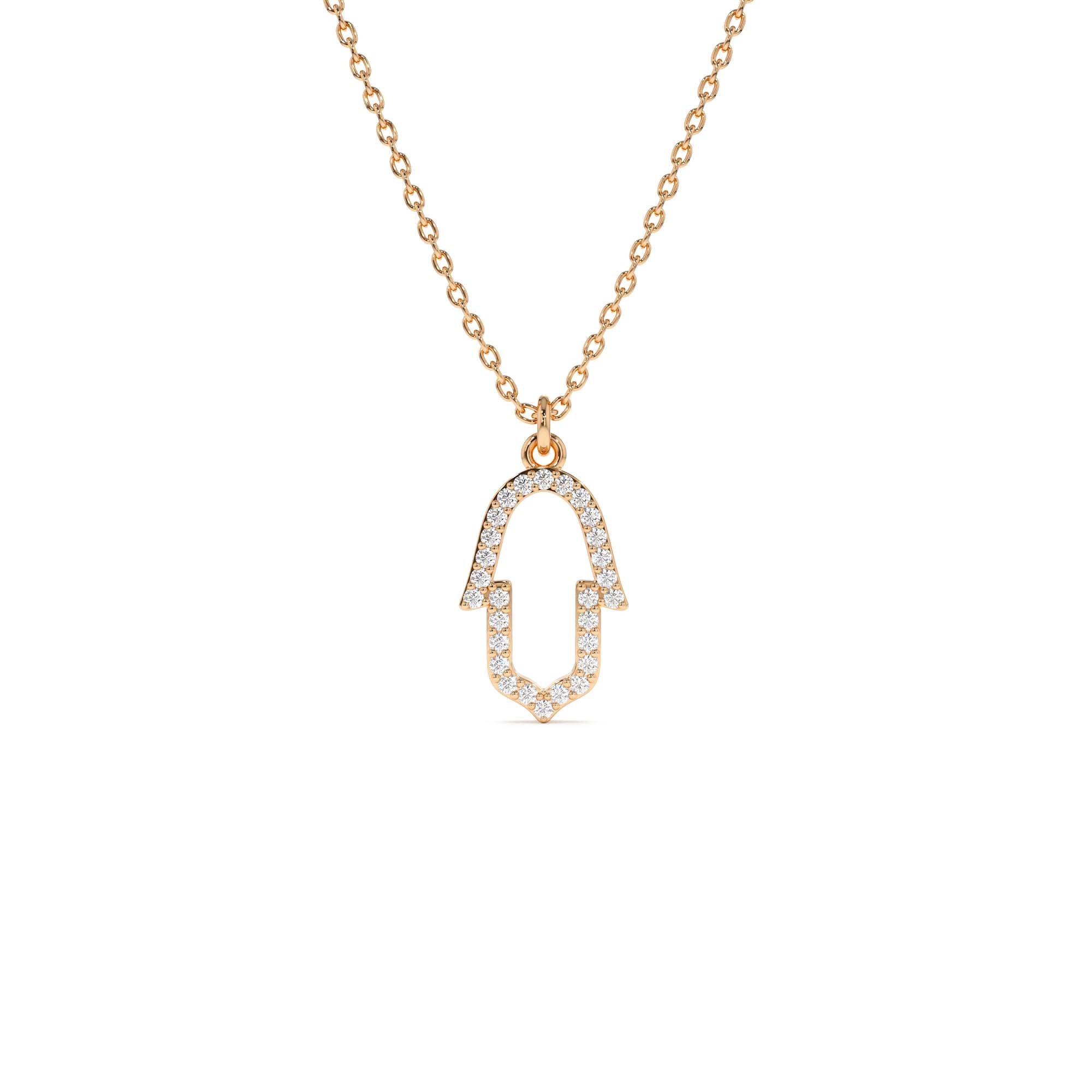 14k Diamond Hamsa Necklace - view 2