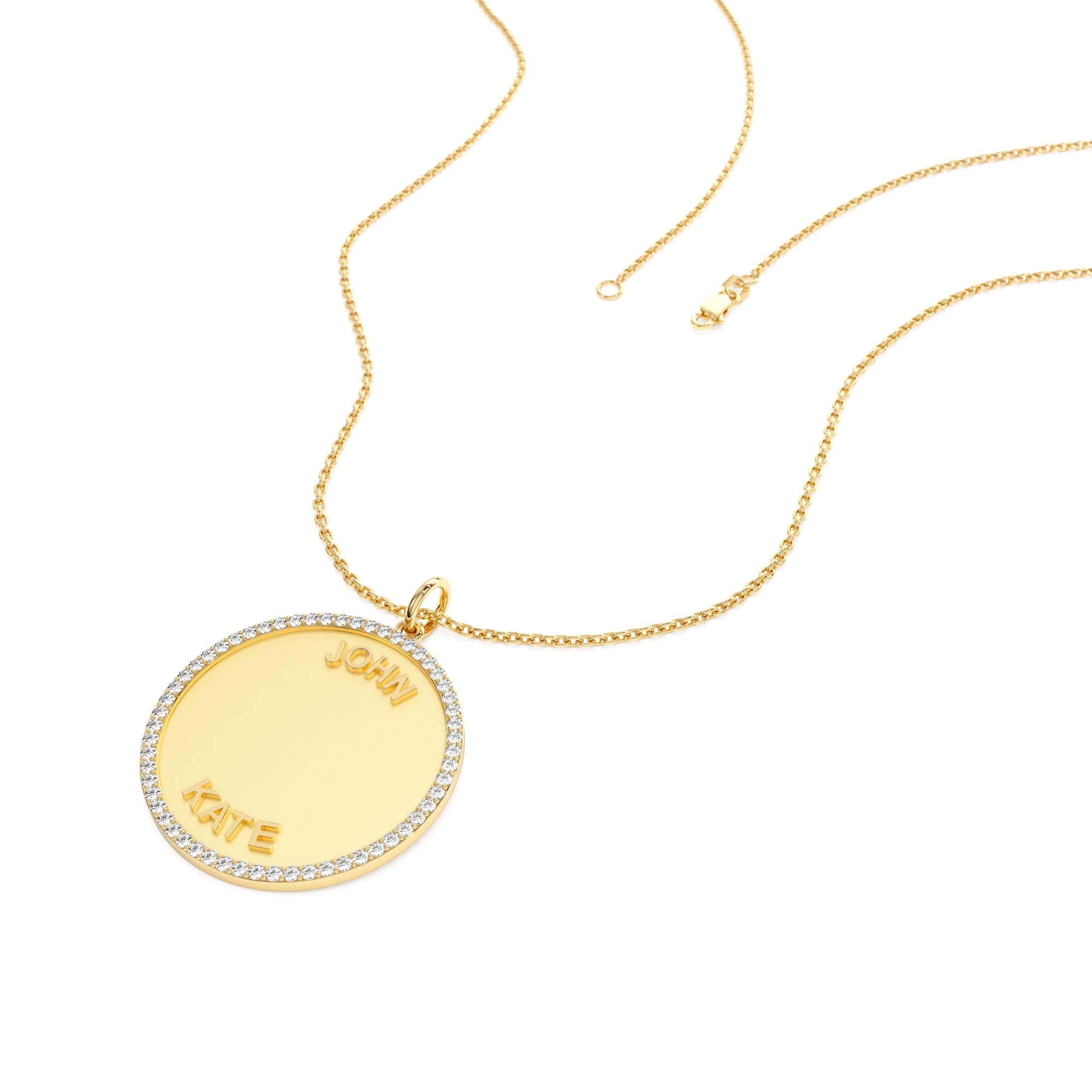 14k Personalized Diamond Medallion Necklace - view 3