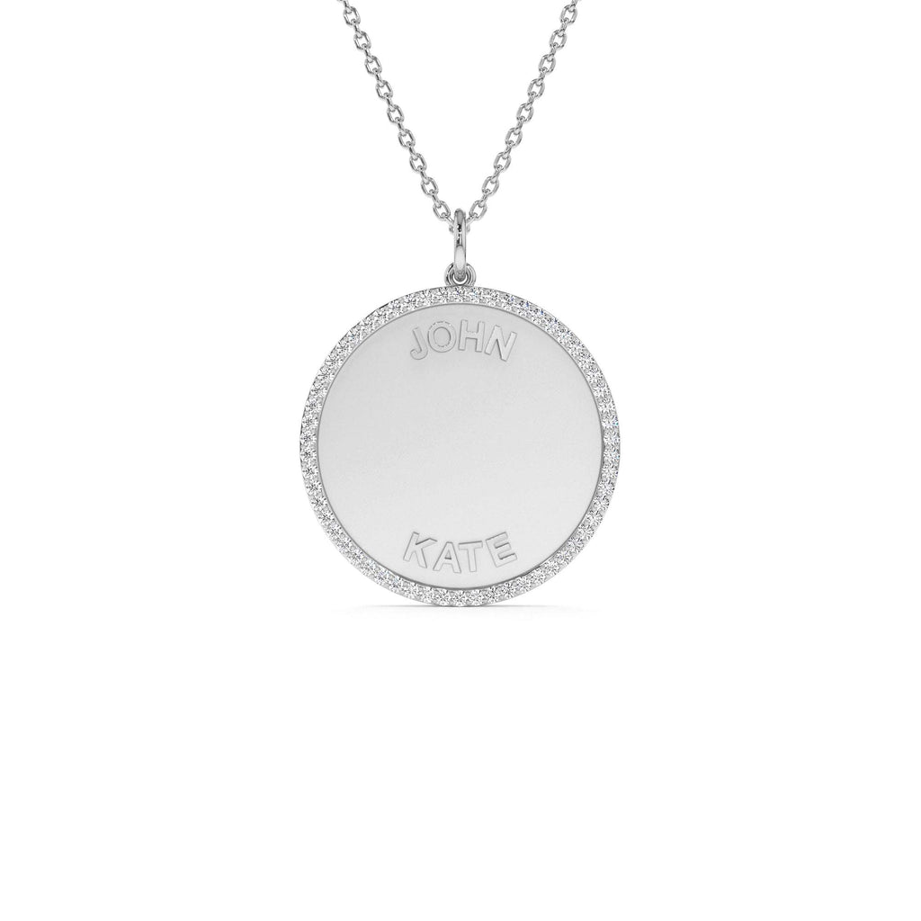 14k Personalized Diamond Medallion Necklace - view 4