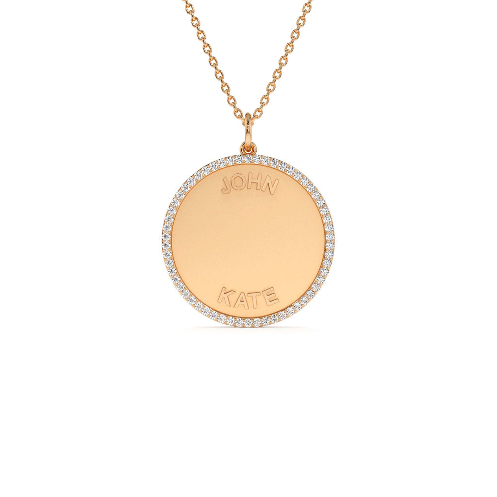 14k Personalized Diamond Medallion Necklace - view 5