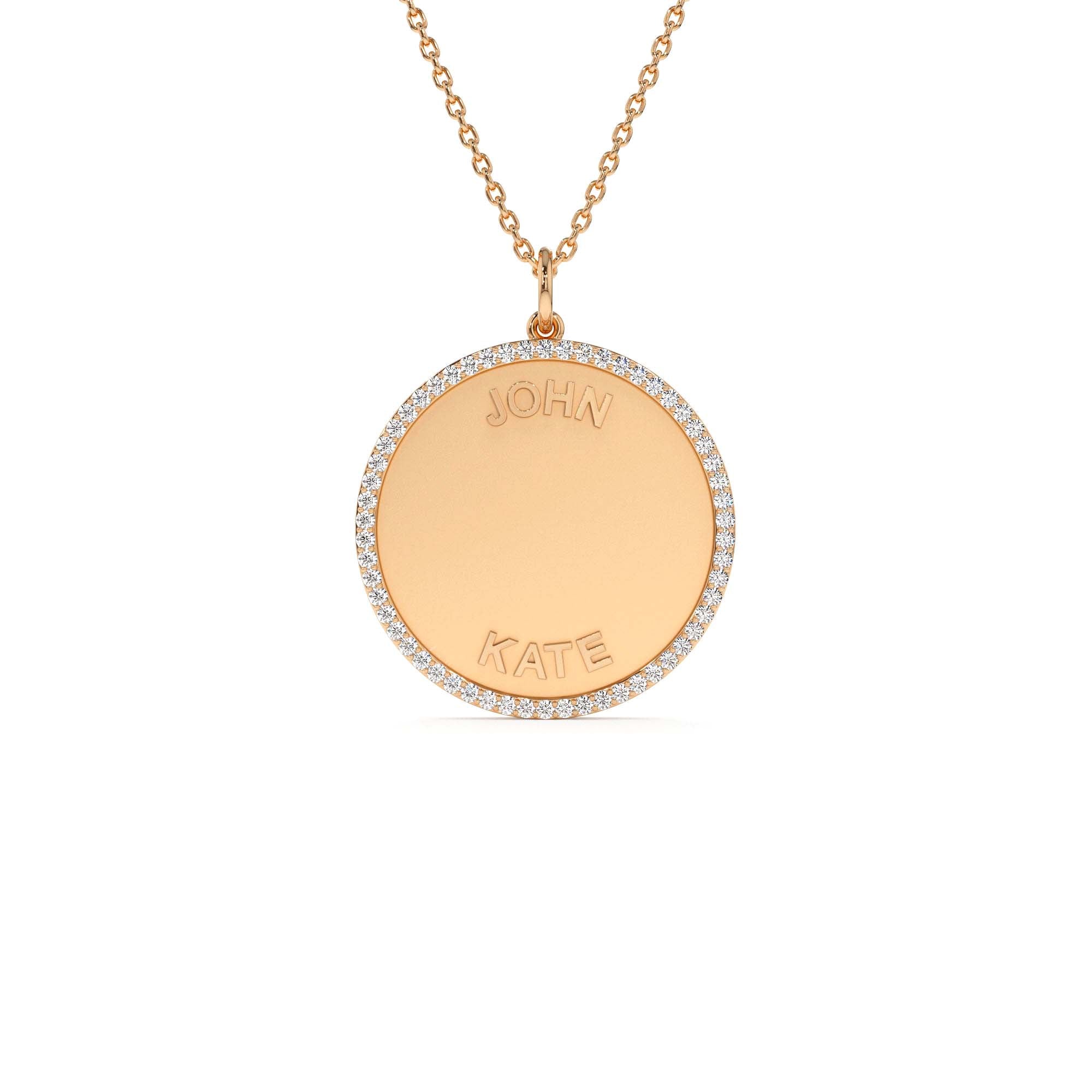 14k Personalized Diamond Medallion Necklace - view 5