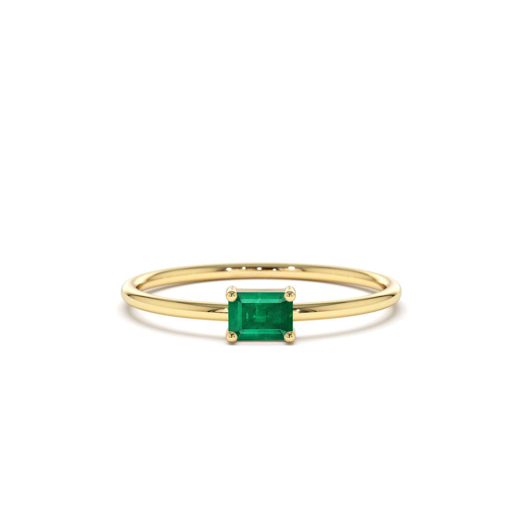 14k Octagon Cut Emerald Ring by Orlina Fine