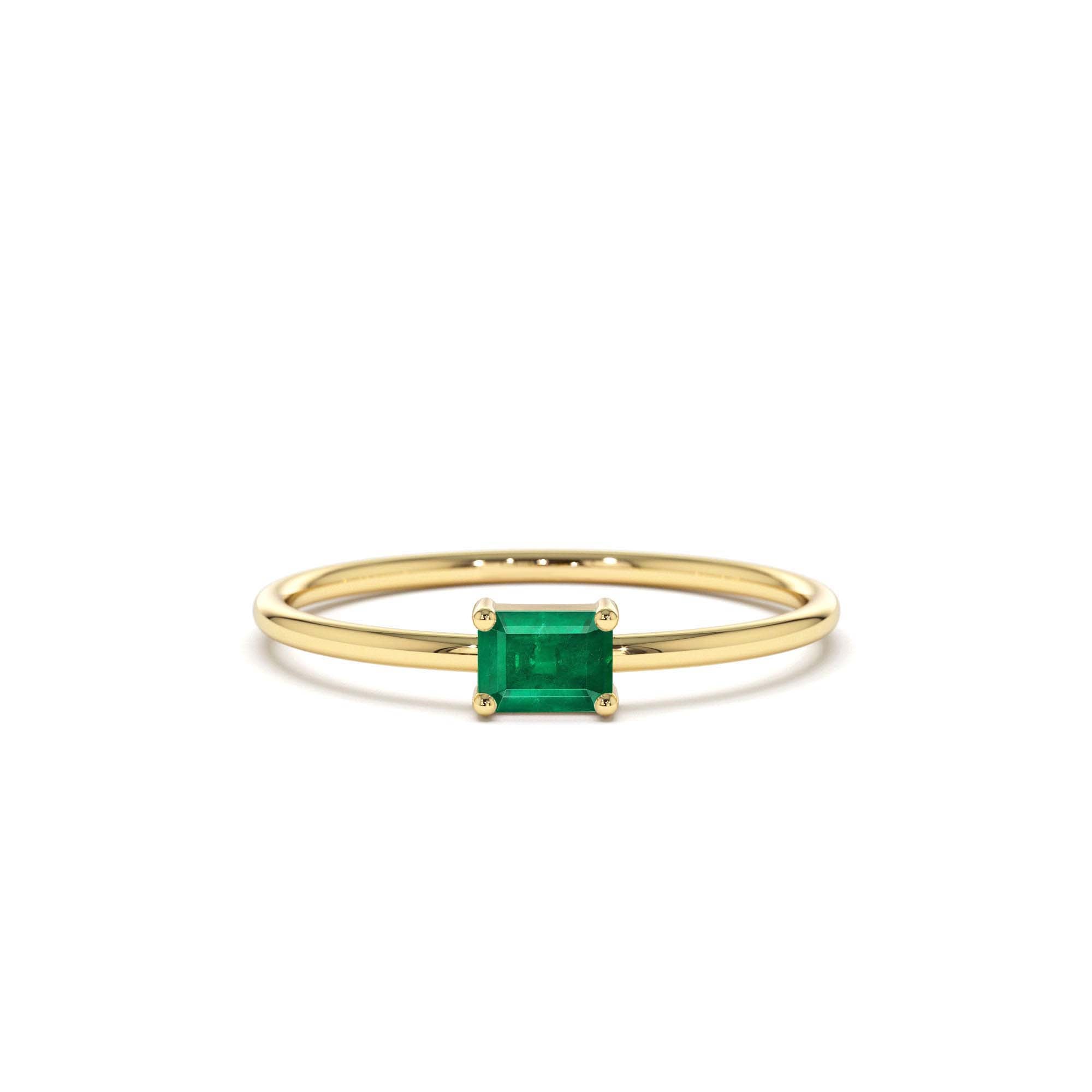 14k Octagon Cut Emerald Ring by Orlina Fine