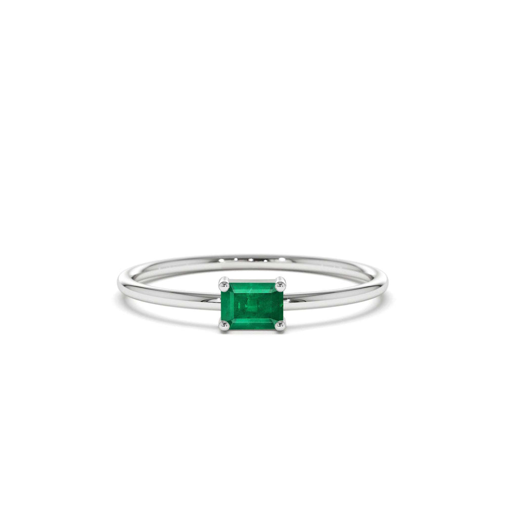 14k Octagon Cut Emerald Ring - view 3