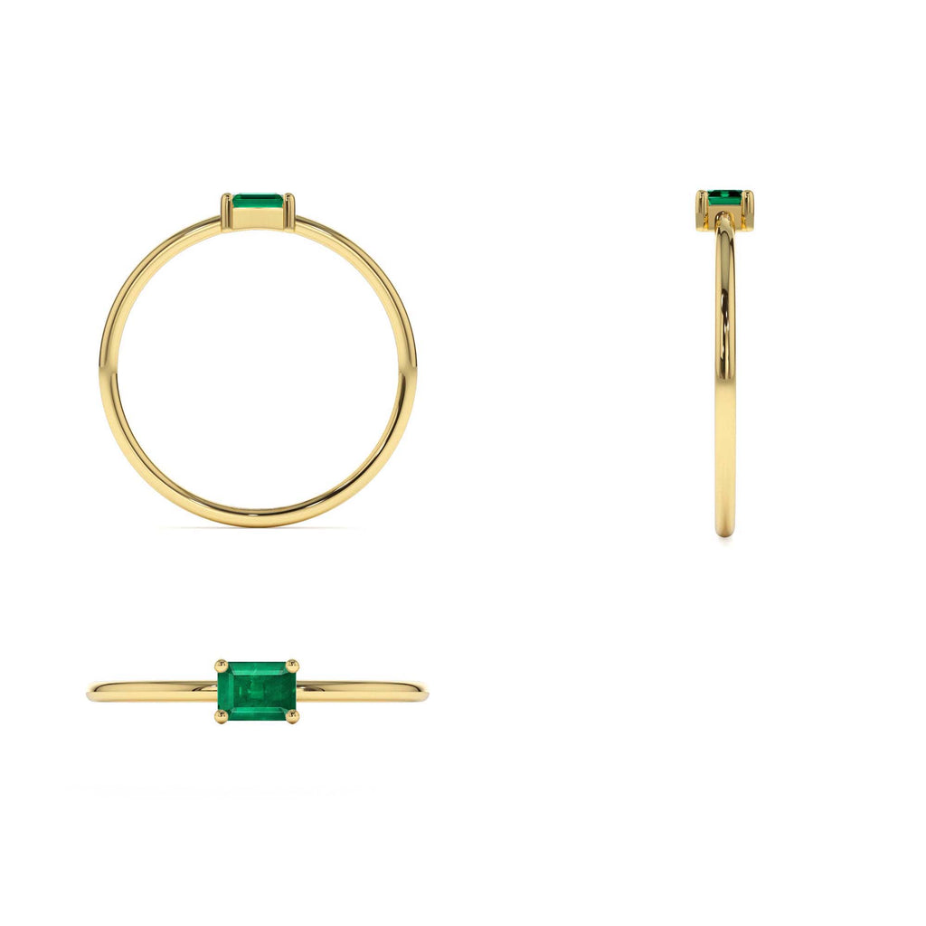 14k Octagon Cut Emerald Ring - view 5