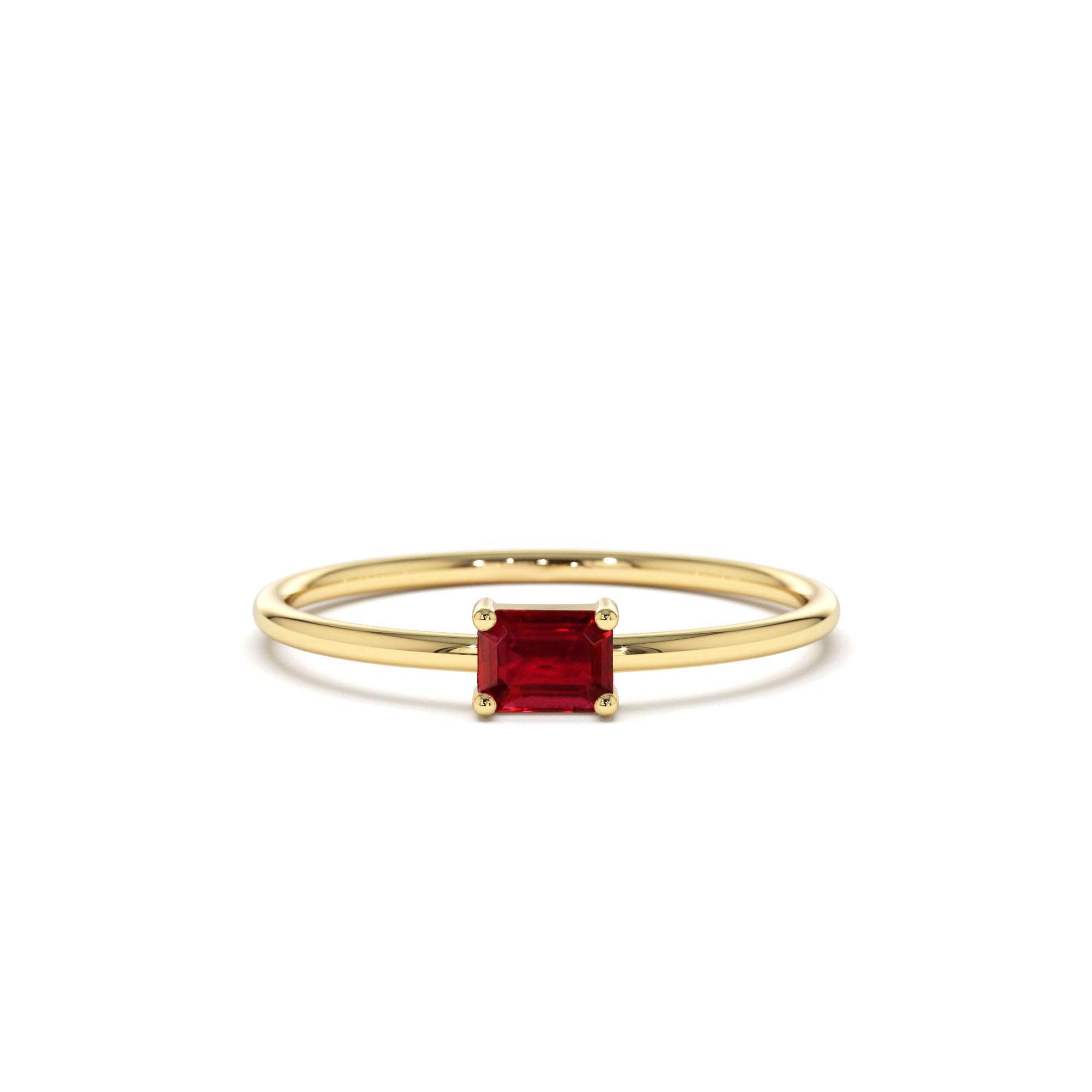 14k Octagon Cut Ruby Ring by Orlina Fine
