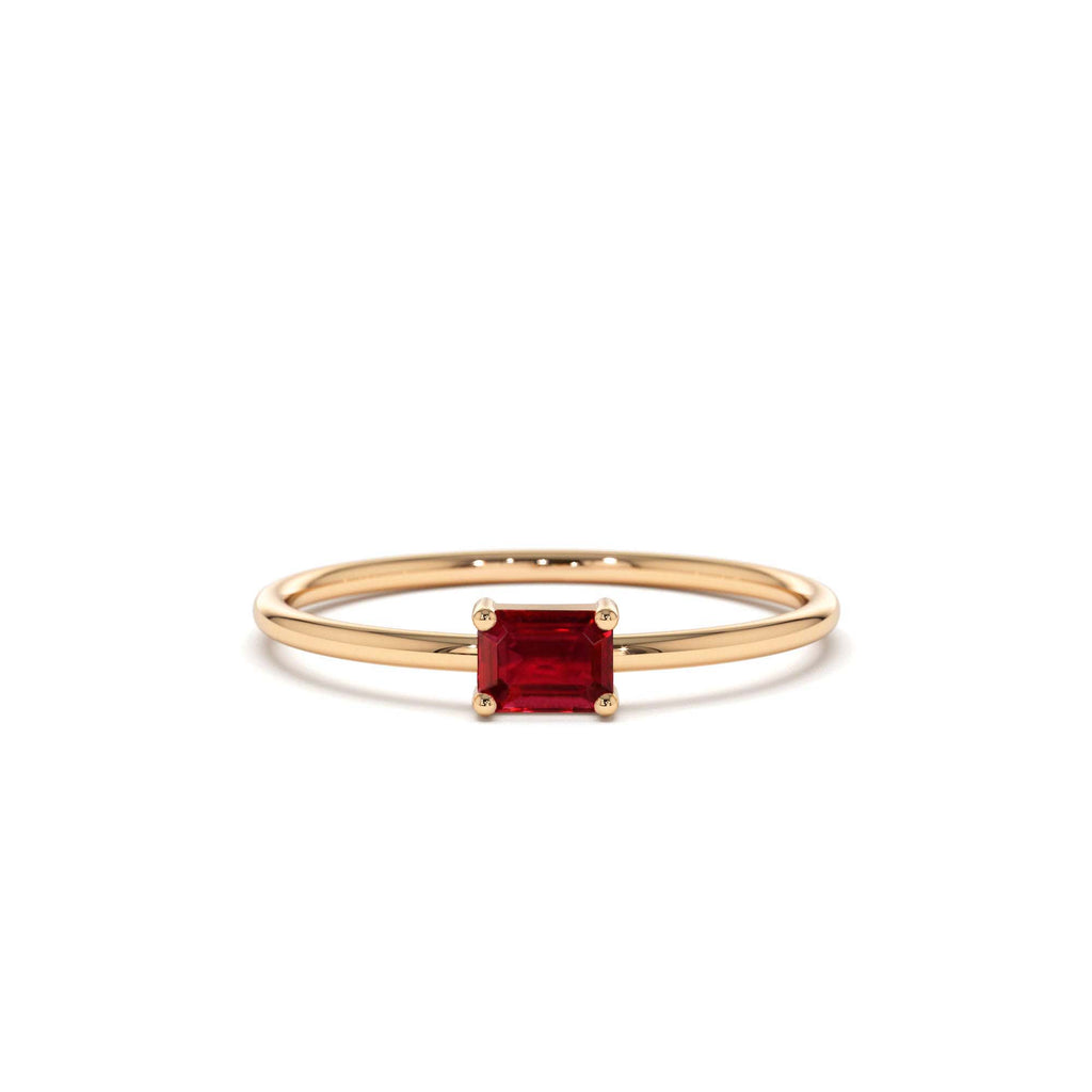 14k Octagon Cut Ruby Ring - view 2
