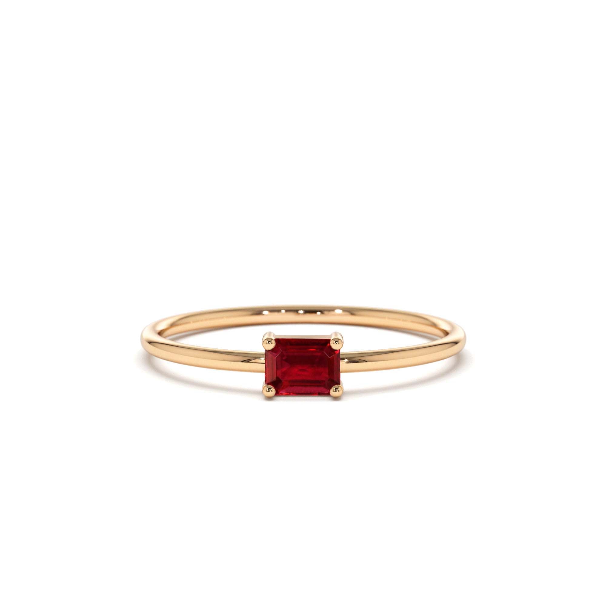 14k Octagon Cut Ruby Ring - view 2
