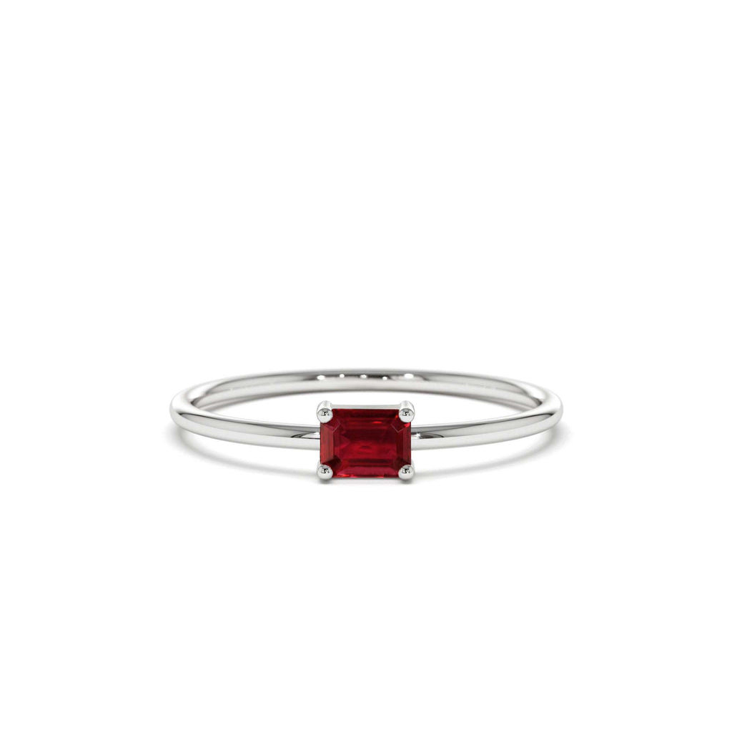14k Octagon Cut Ruby Ring - view 3