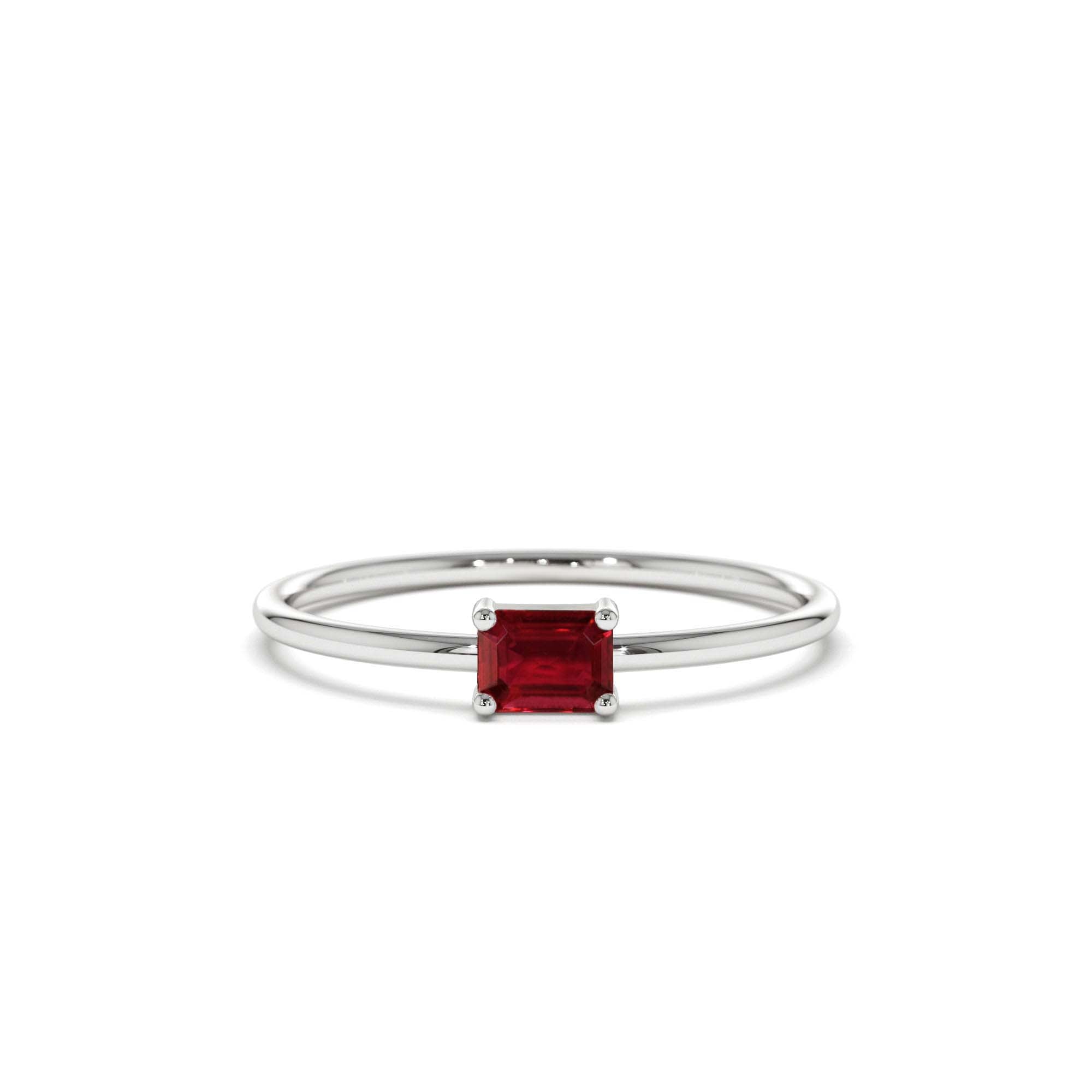 14k Octagon Cut Ruby Ring - view 3