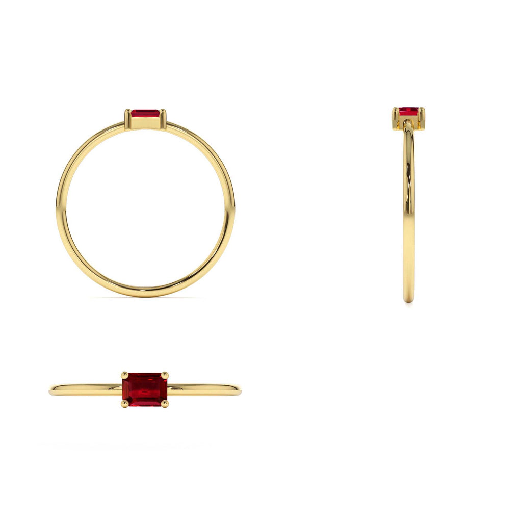 14k Octagon Cut Ruby Ring - view 4