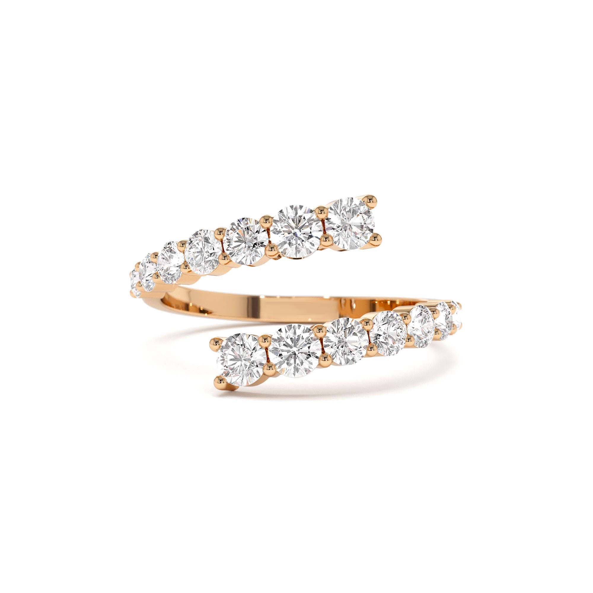 14k Cross Over Graduated Diamond Wrap Ring - view 2