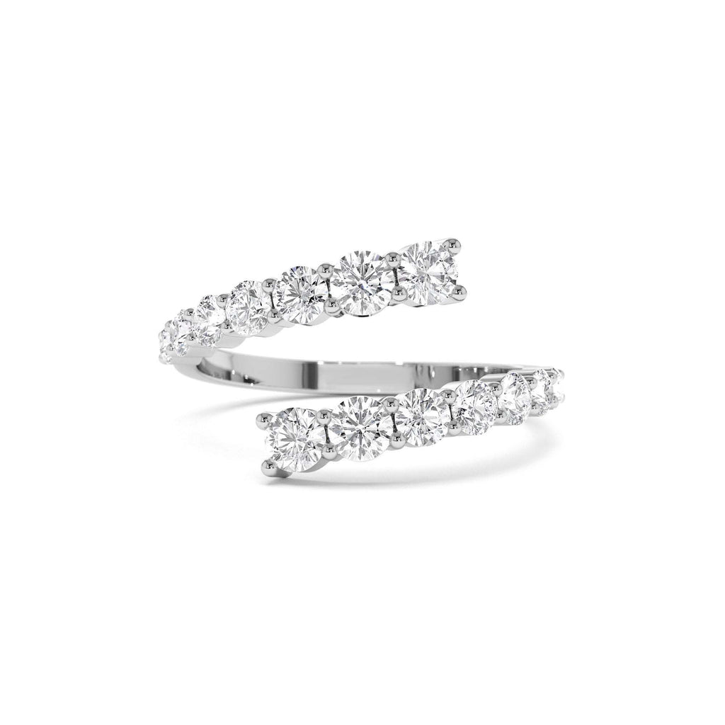 14k Cross Over Graduated Diamond Wrap Ring - view 3
