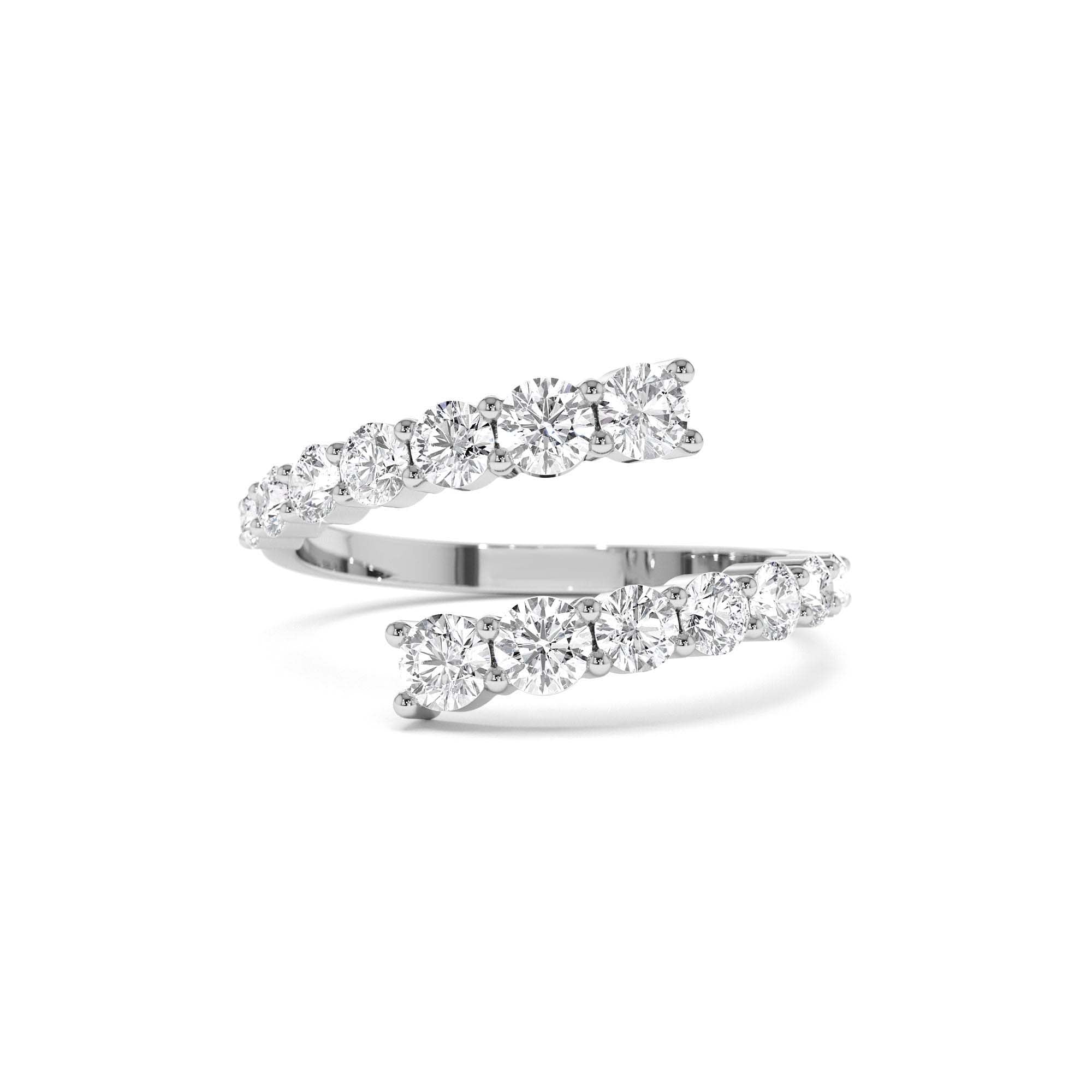 14k Cross Over Graduated Diamond Wrap Ring - view 3